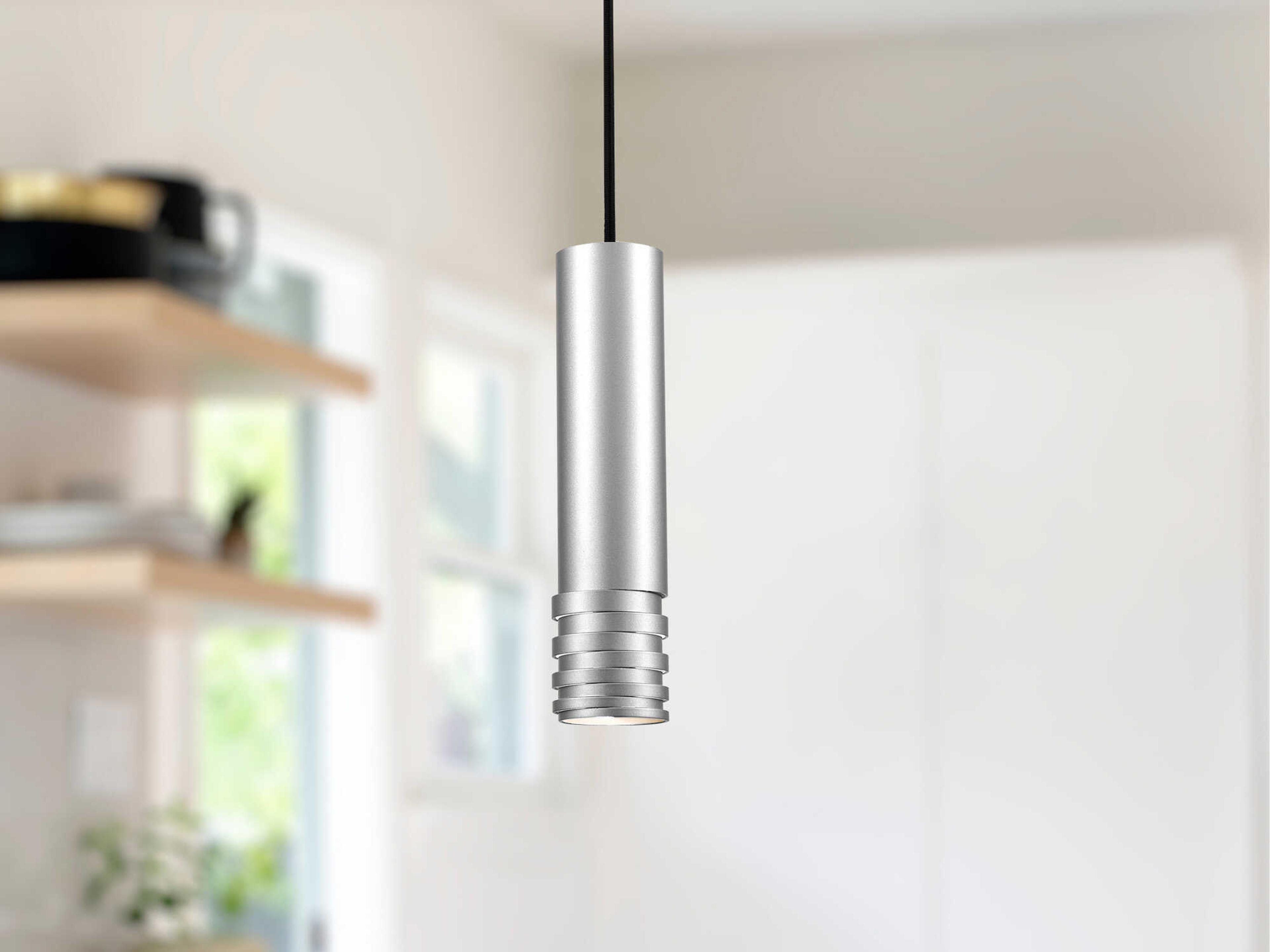 Kuzco Lighting Milca 1-Light Brushed Nickel Cylinder Mini Pendant