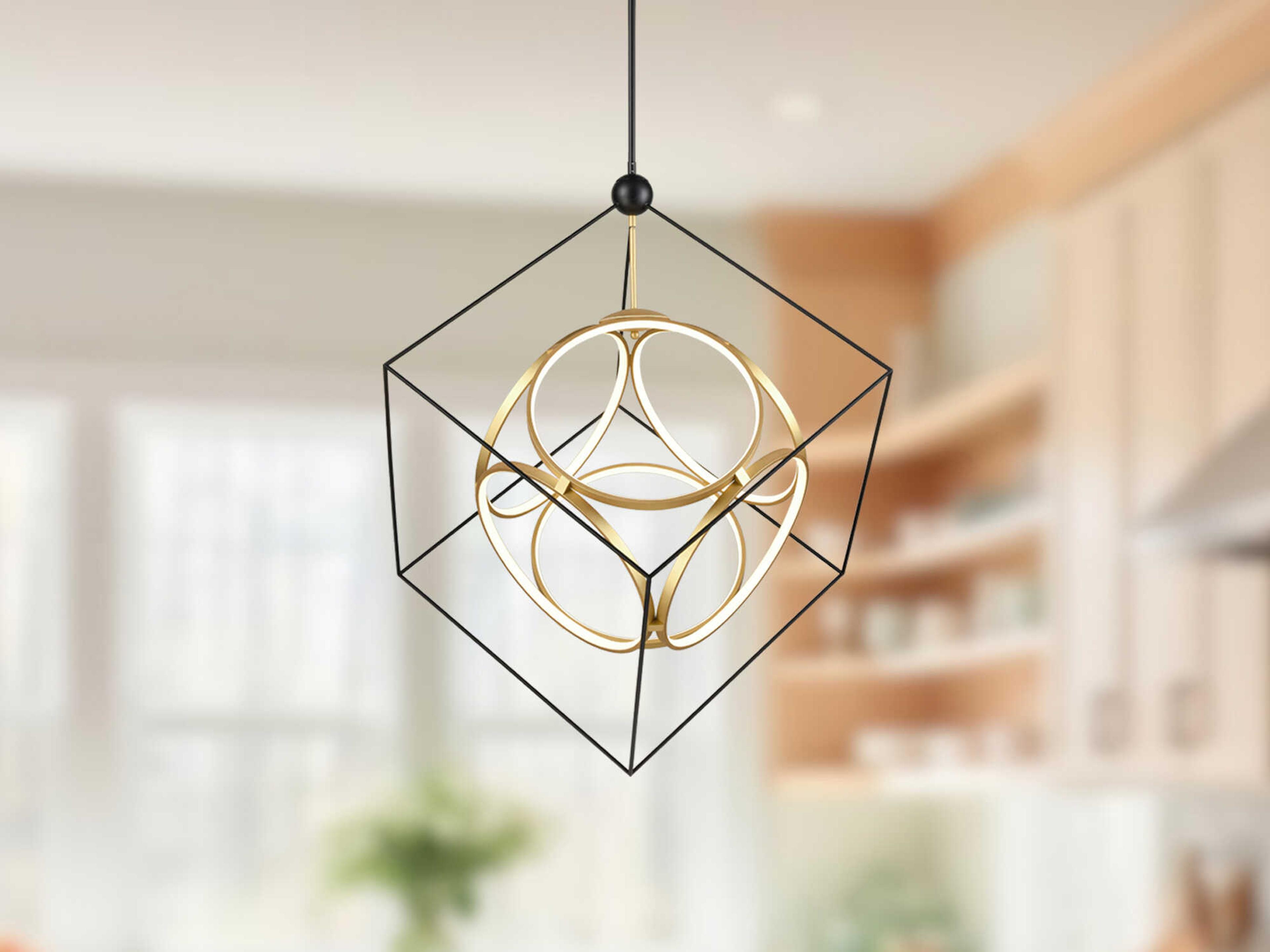 Kuzco Lighting Monza Black Antique Brass Geometric Chandelier