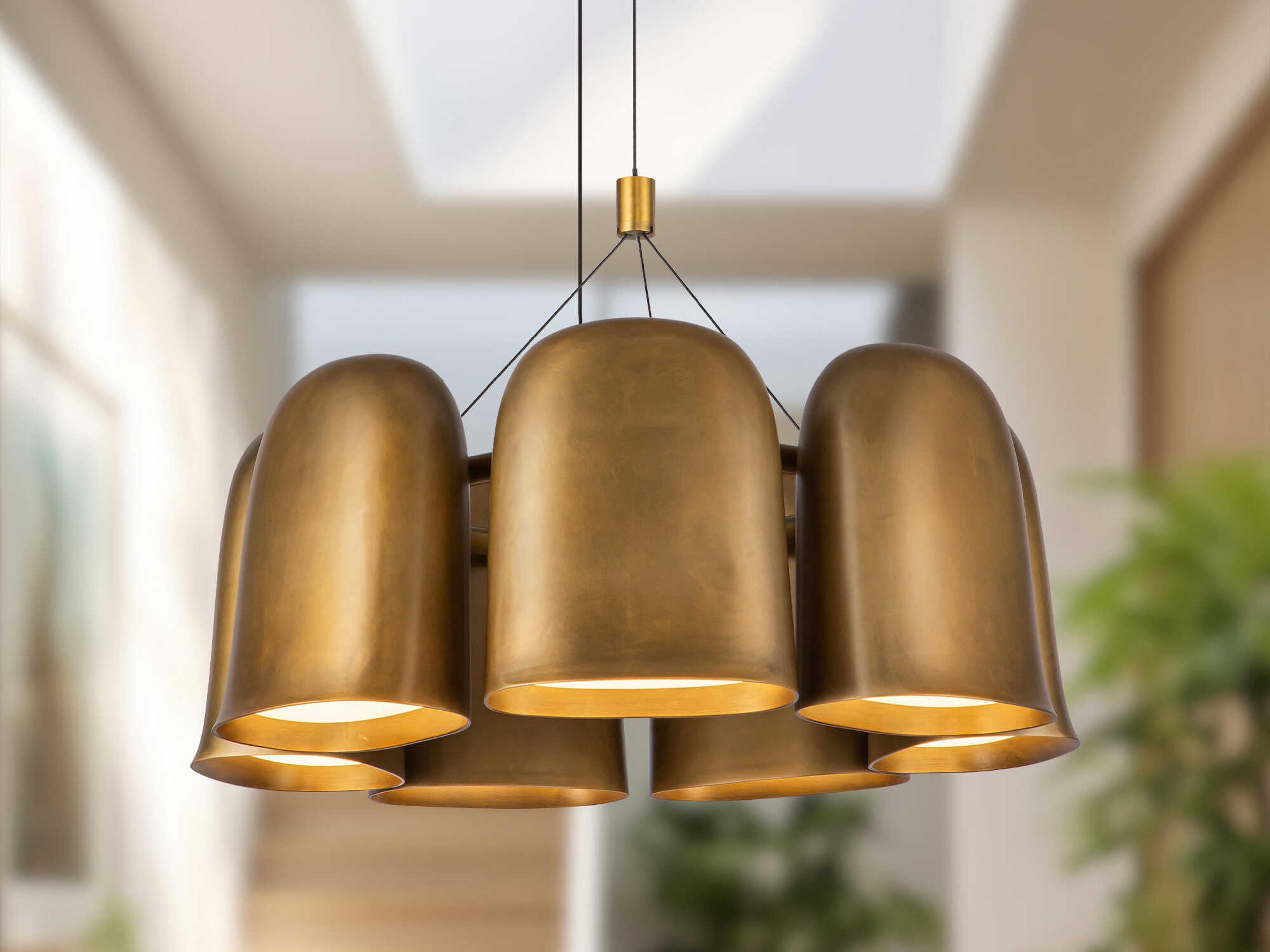 Kuzco Lighting Bell Vintage Brass Chandelier