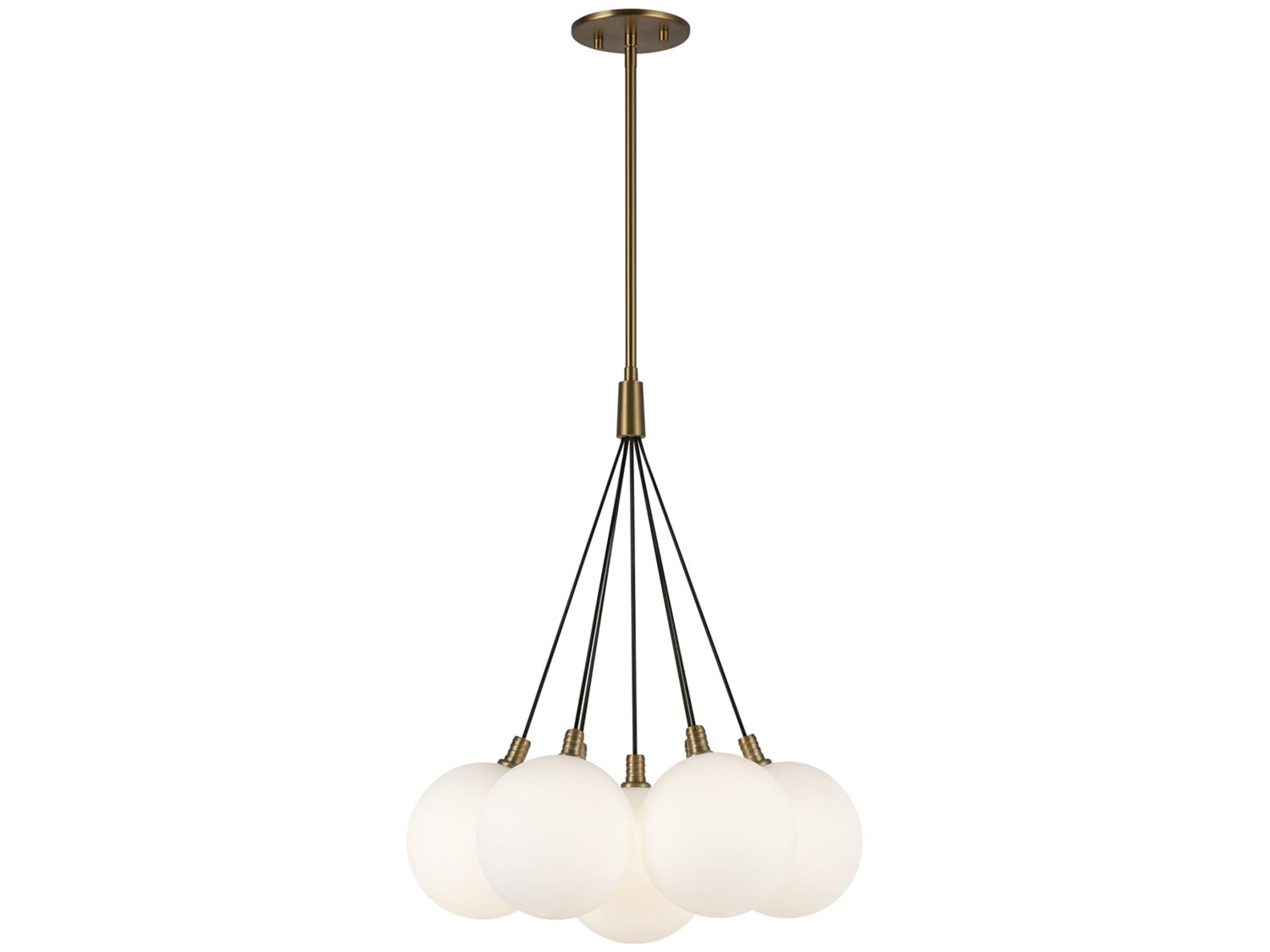 Bolla Brushed Gold Matte Opal Glass Globe Chandelier