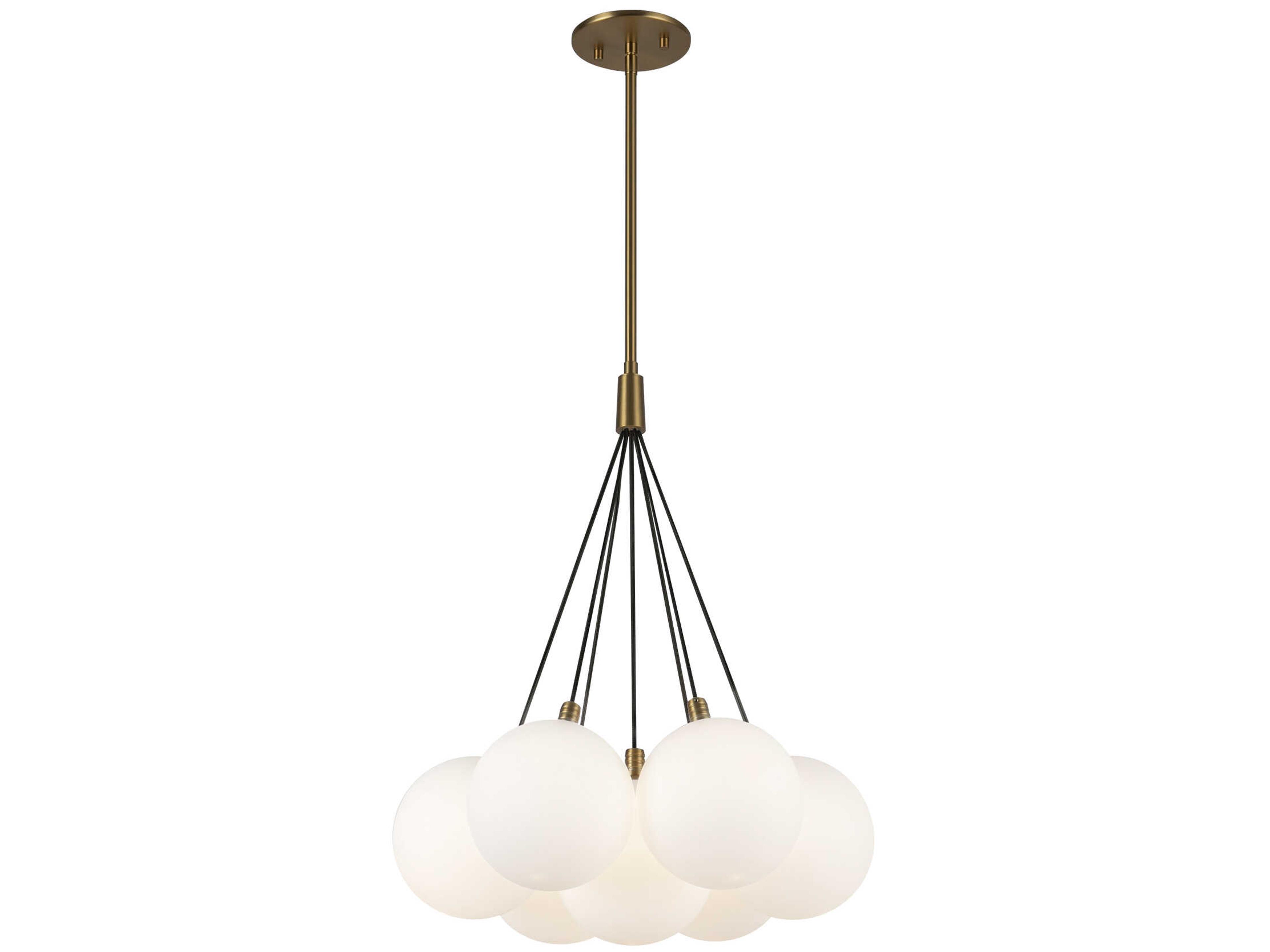 Kuzco Lighting Bolla Brushed Gold Matte Opal Glass Globe Chandelier