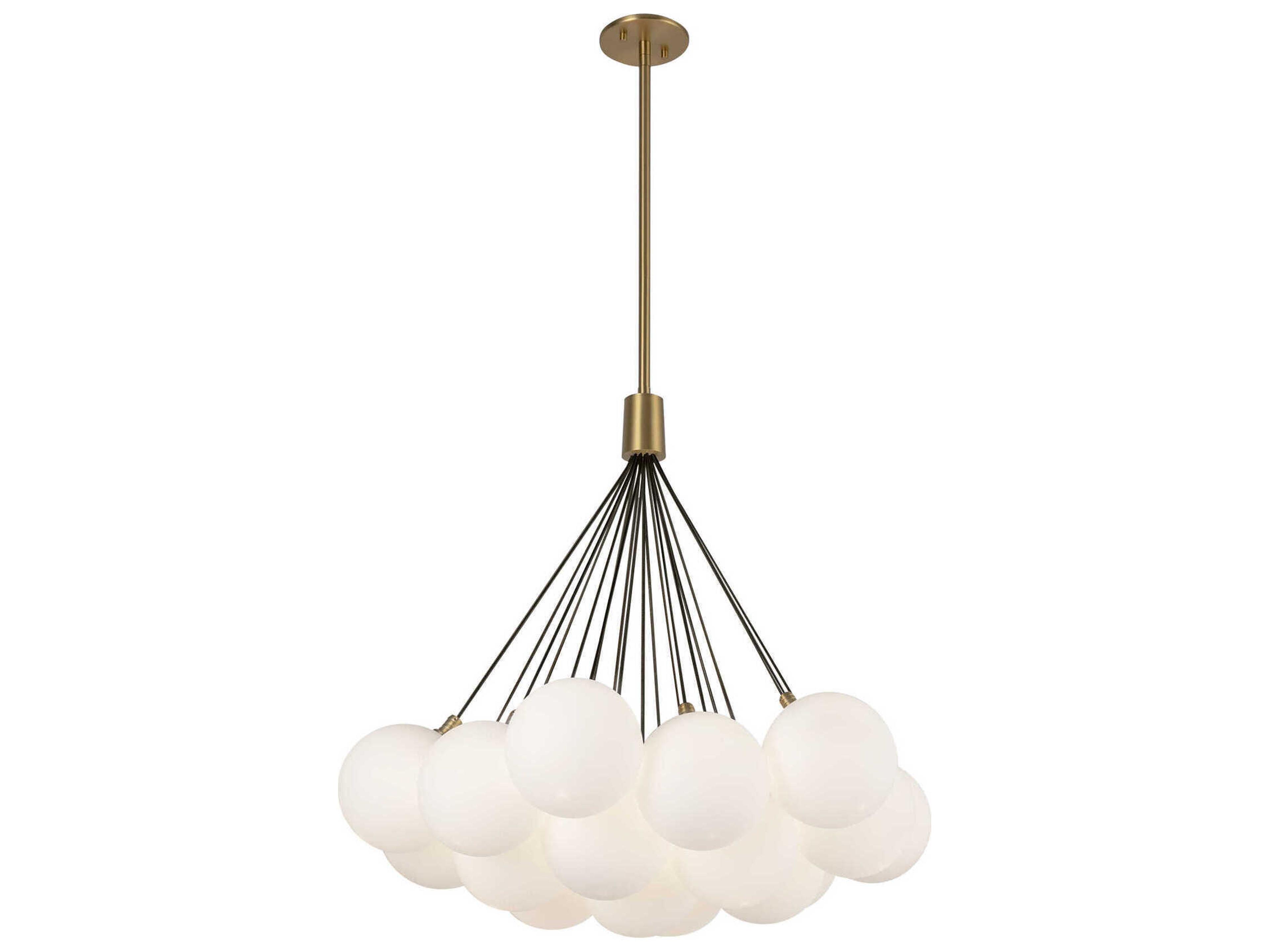 Kuzco Lighting Bolla Brushed Gold Matte Opal Glass Globe Chandelier