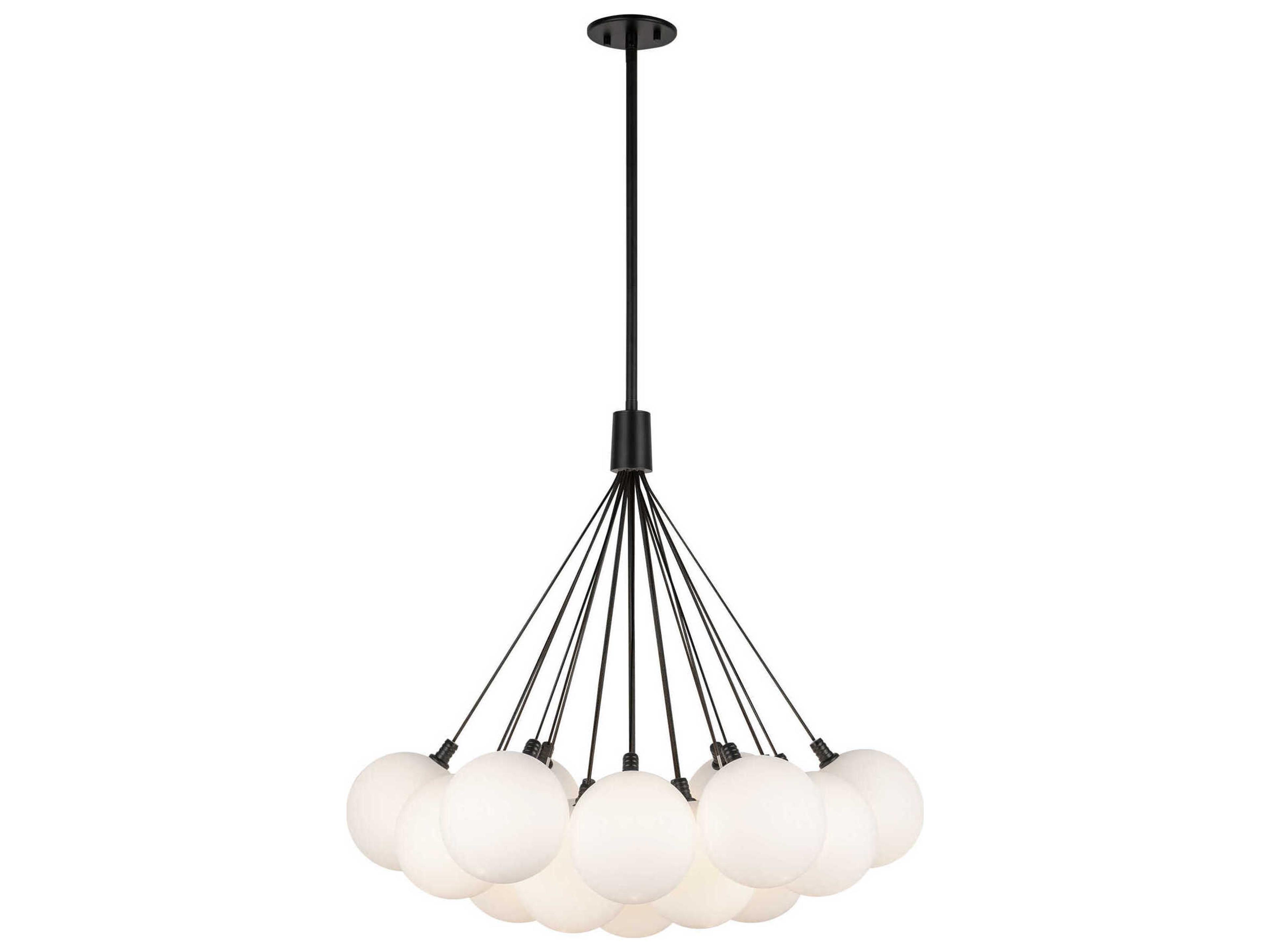 Bolla Black Matte Opal Glass Globe Chandelier