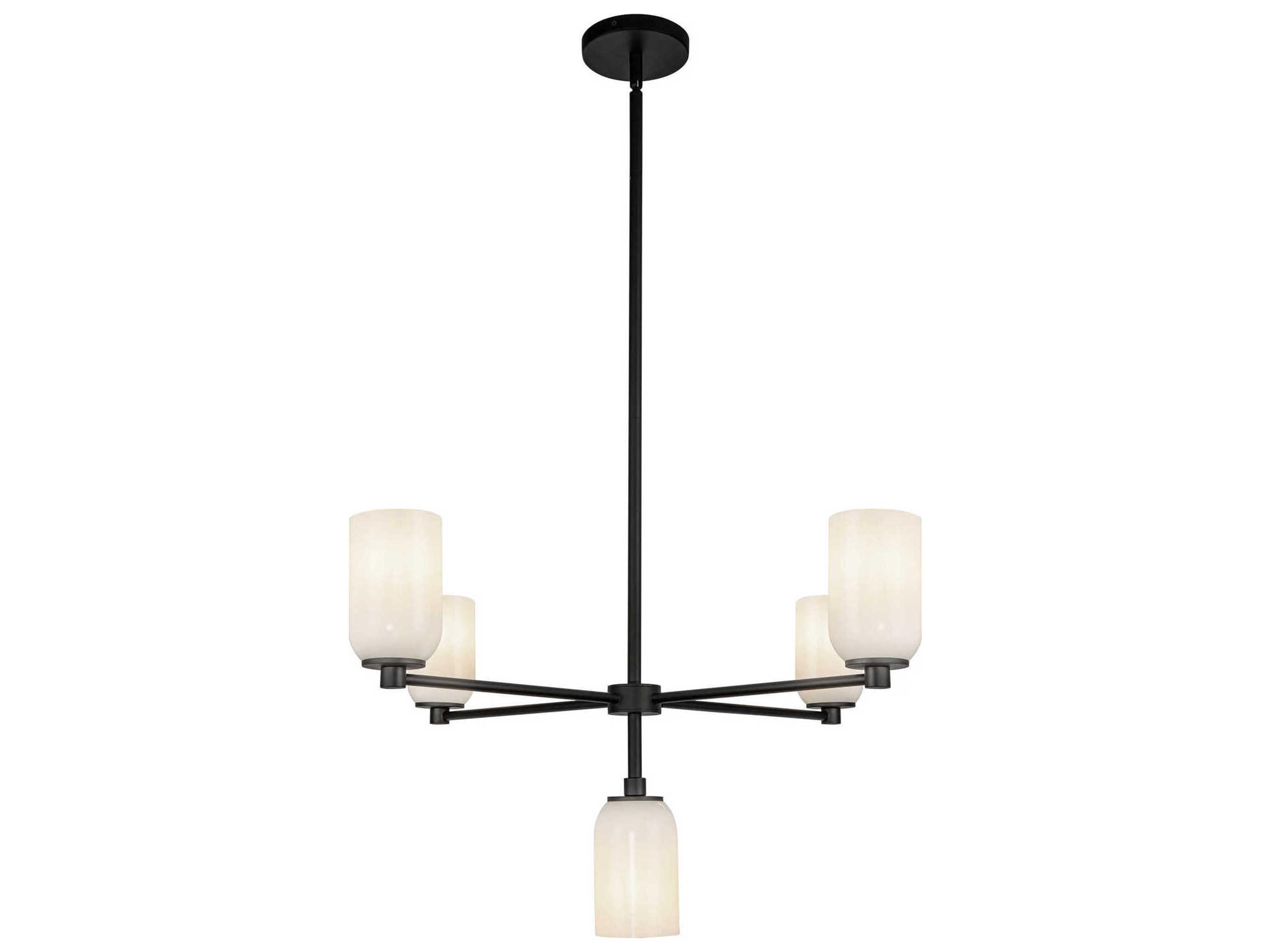 Nola 5-Light Black Glossy Opal Glass Chandelier
