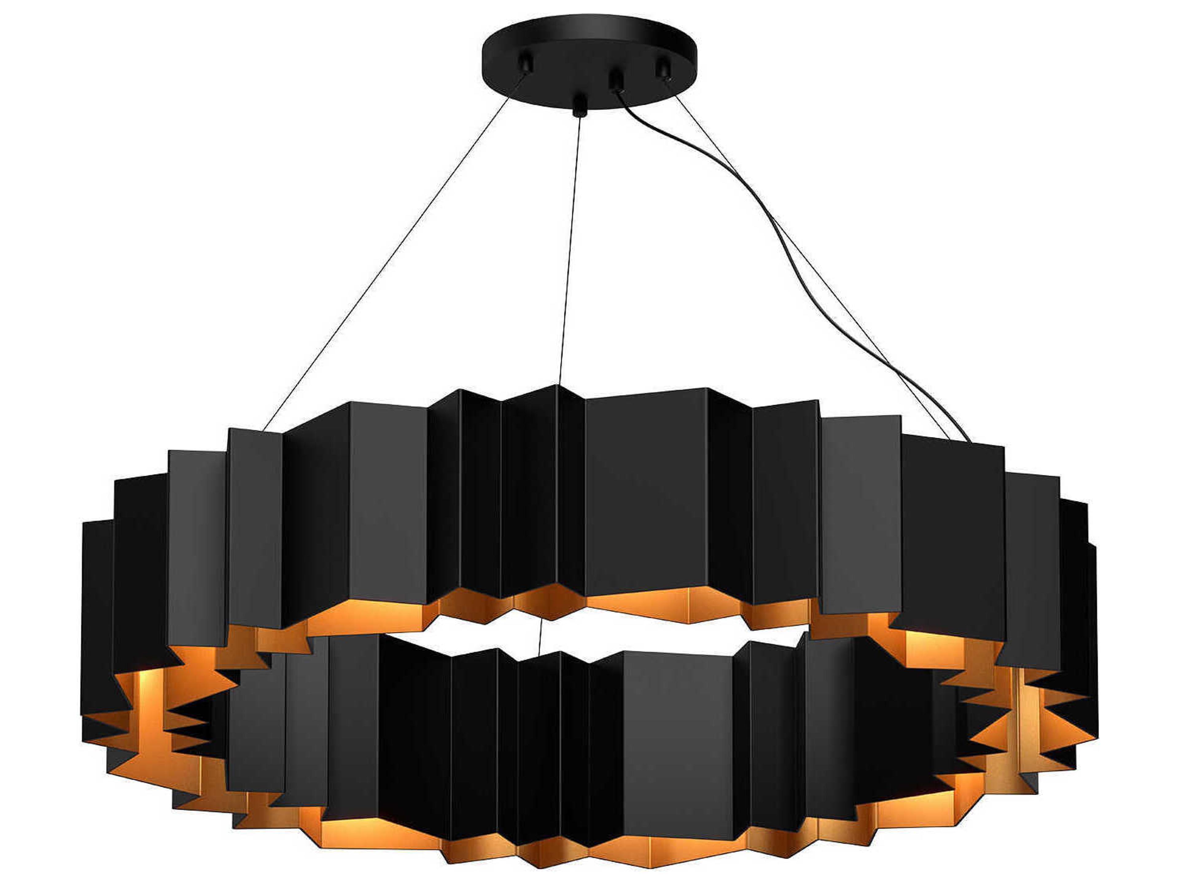 Akira 12-Light Black Gold Geometric Chandelier