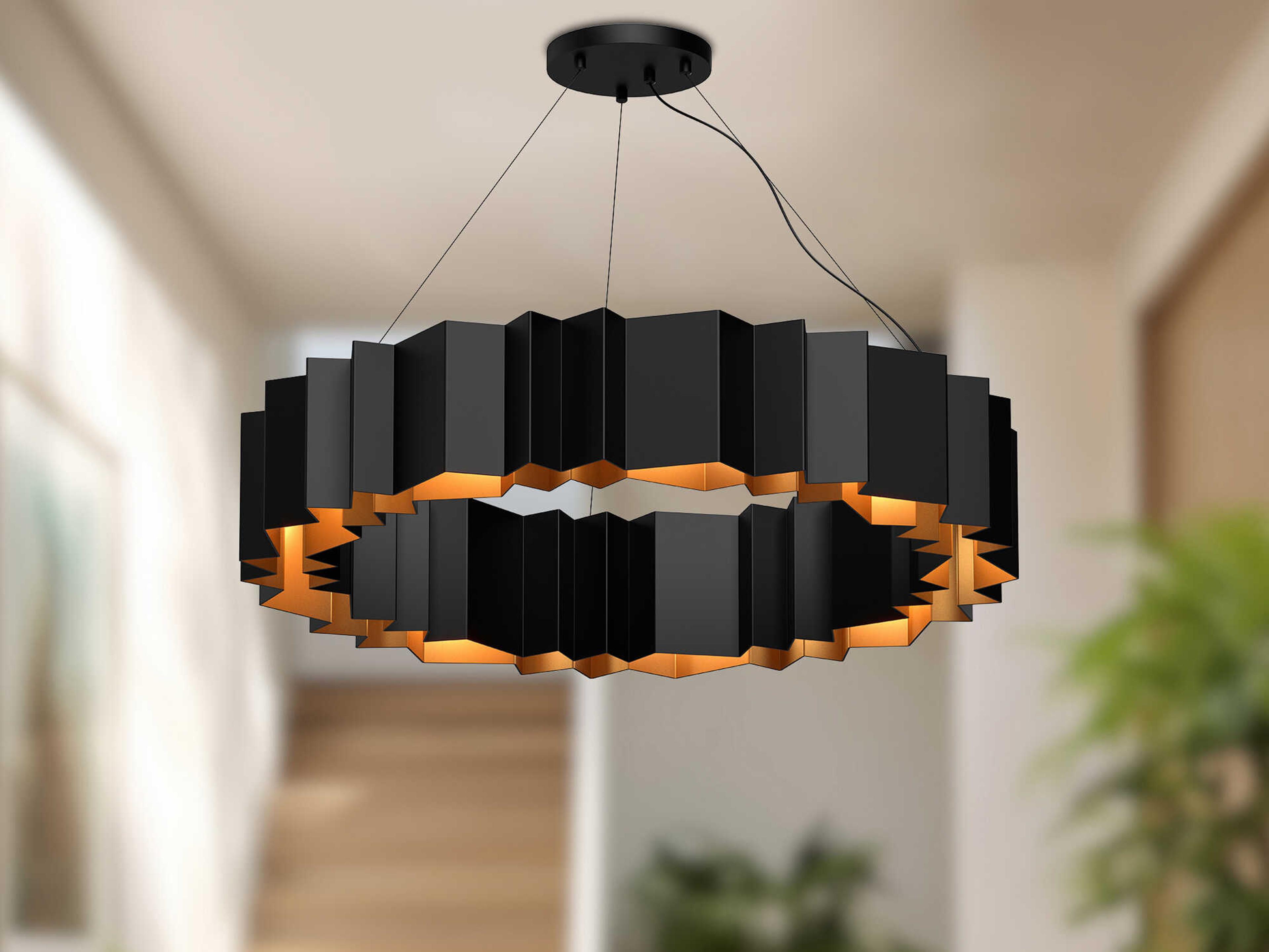 Kuzco Lighting Akira 12-Light Black Gold Geometric Chandelier