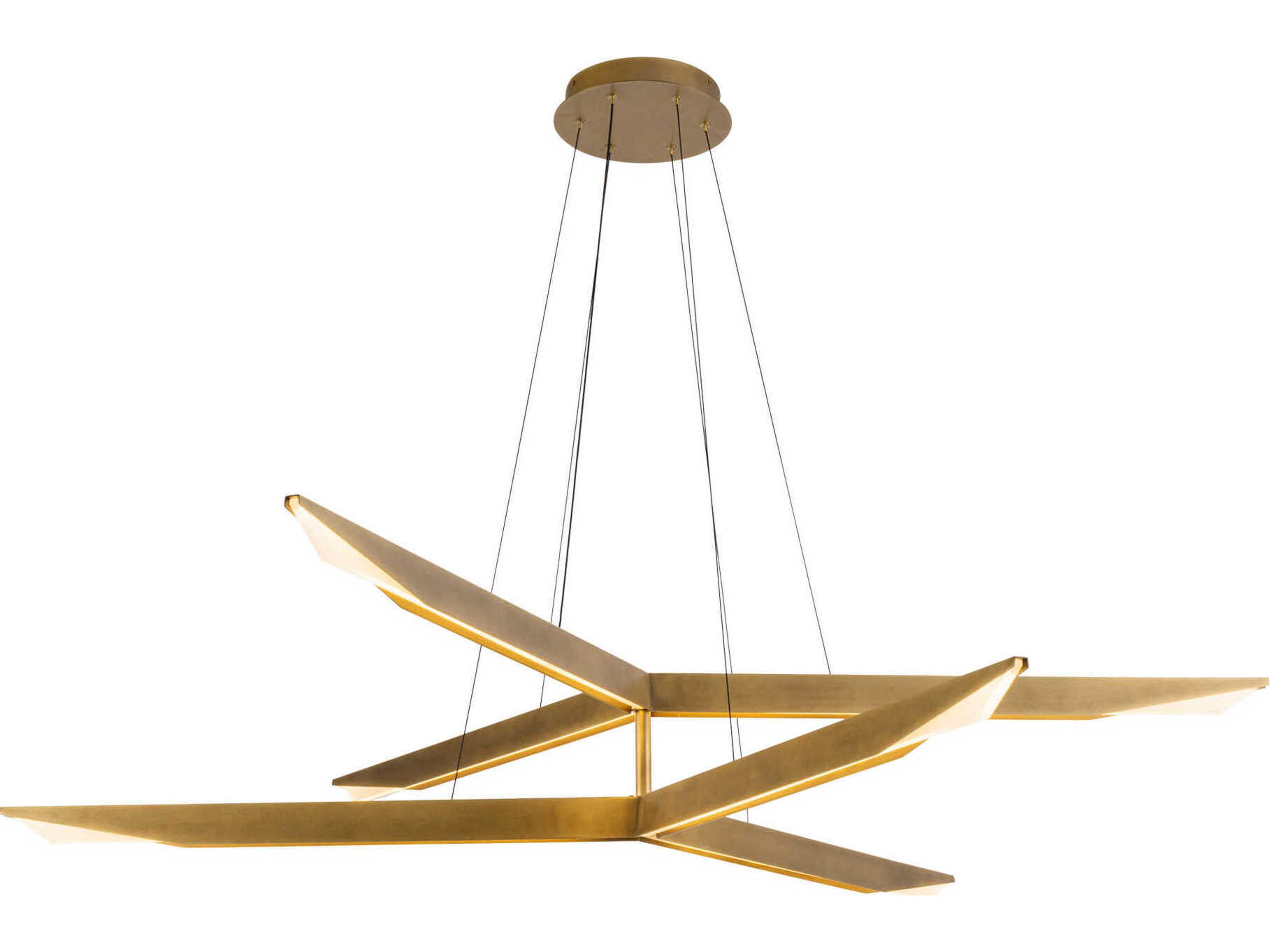 Tachi Vintage Brass Geometric Linear Chandelier