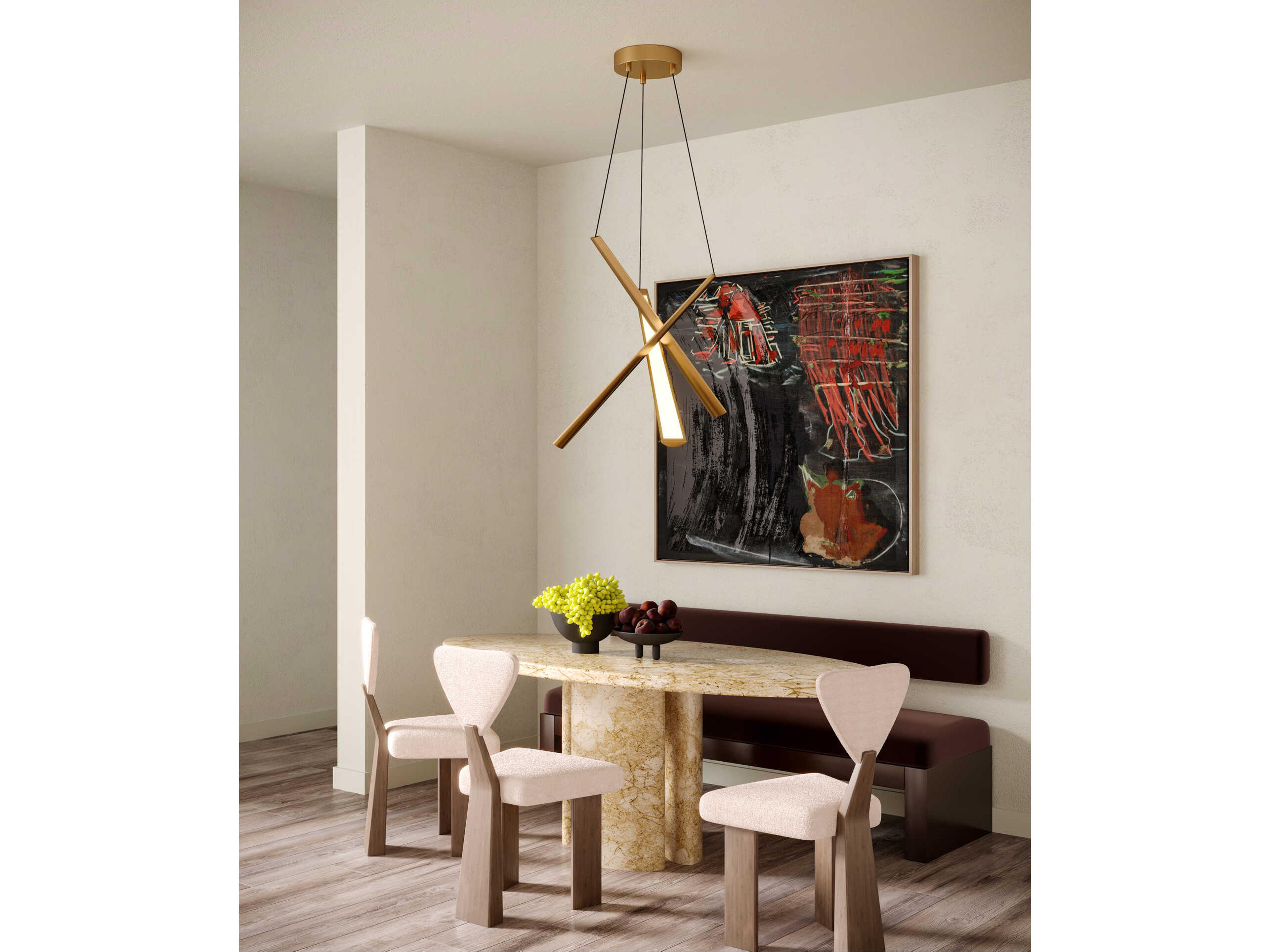 Kuzco Lighting Lex Vintage Brass Linear Chandelier