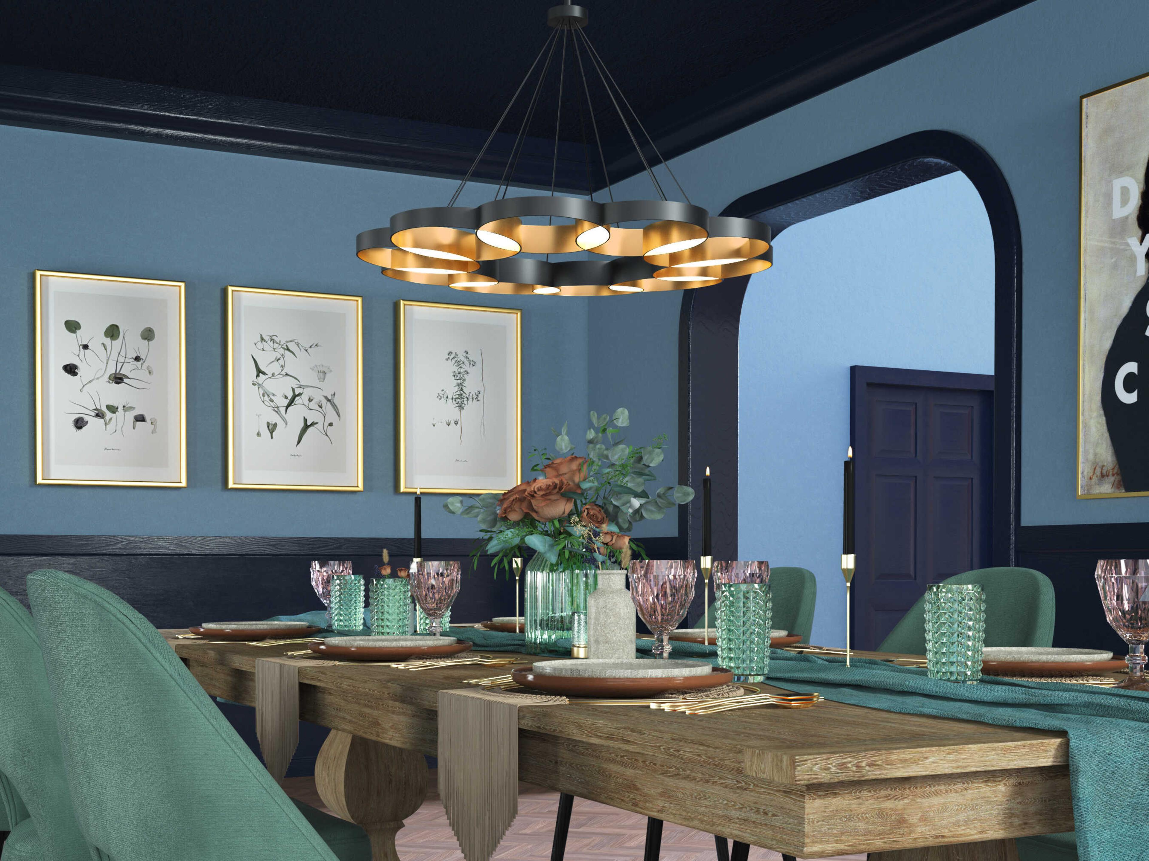 Kuzco Lighting Maestro Black Gold Geometric Chandelier