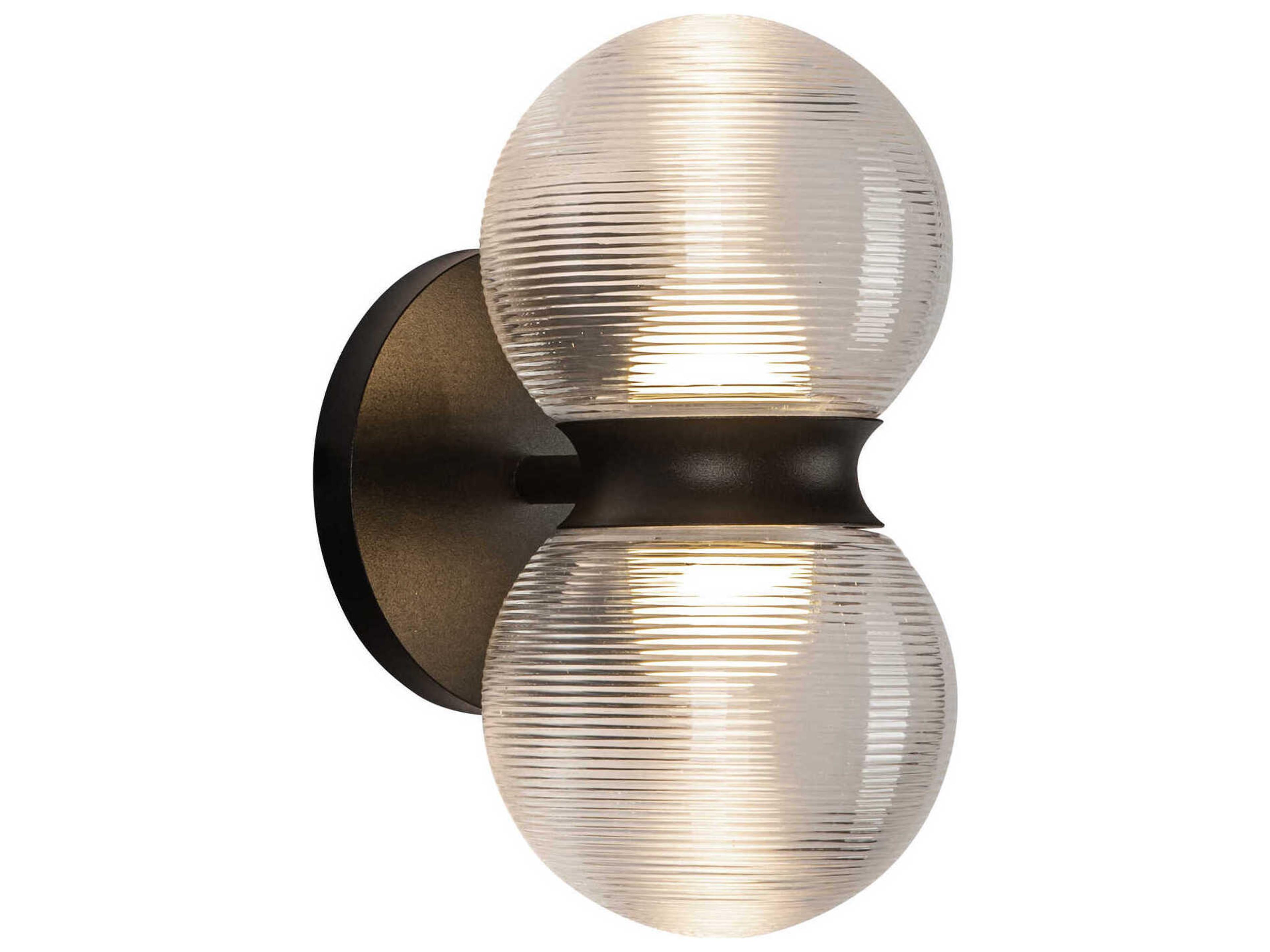 Peri Black Clear Ribbed Glass Wall Sconce