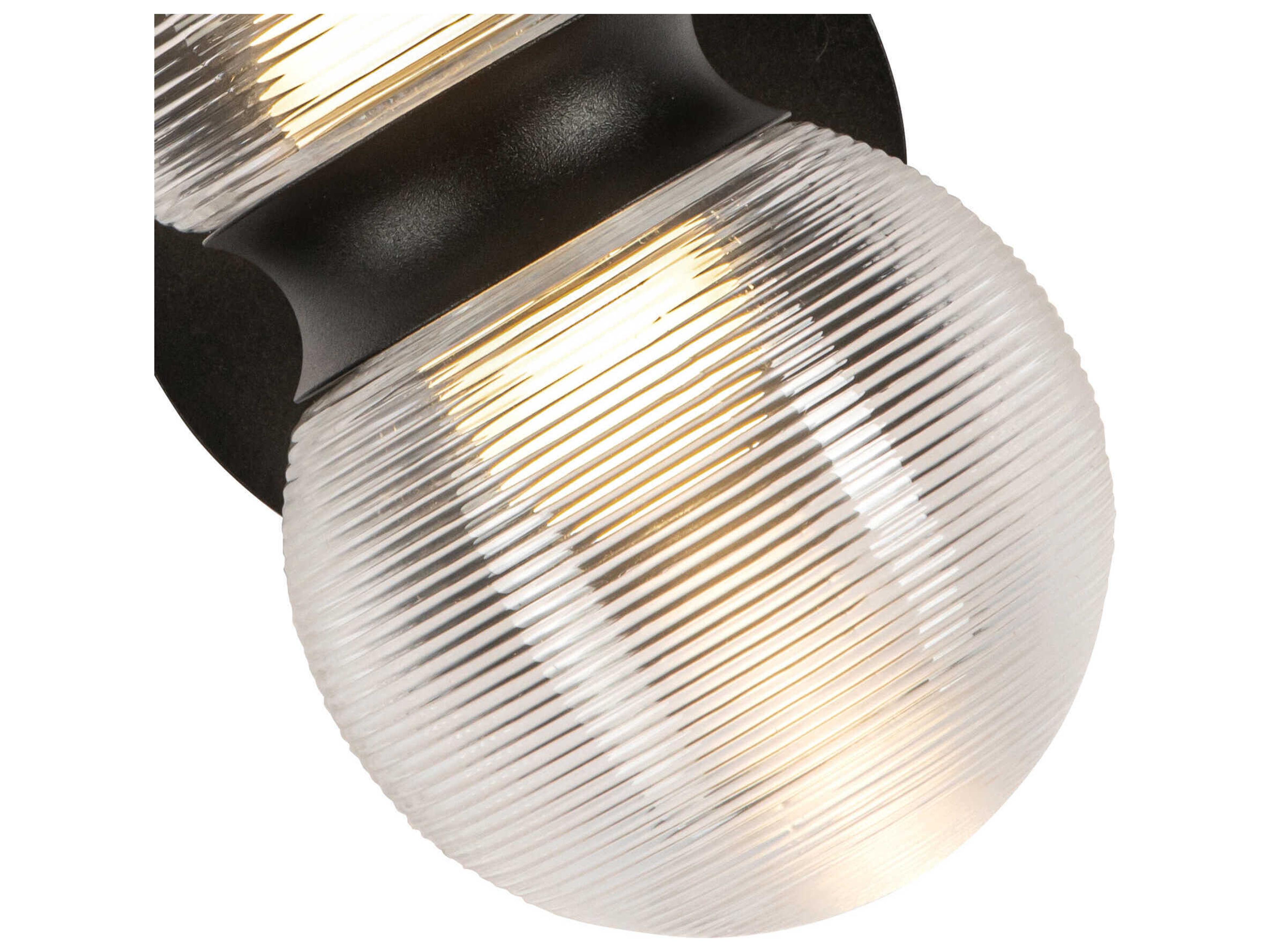 Kuzco Lighting Peri Black Clear Ribbed Glass Wall Sconce