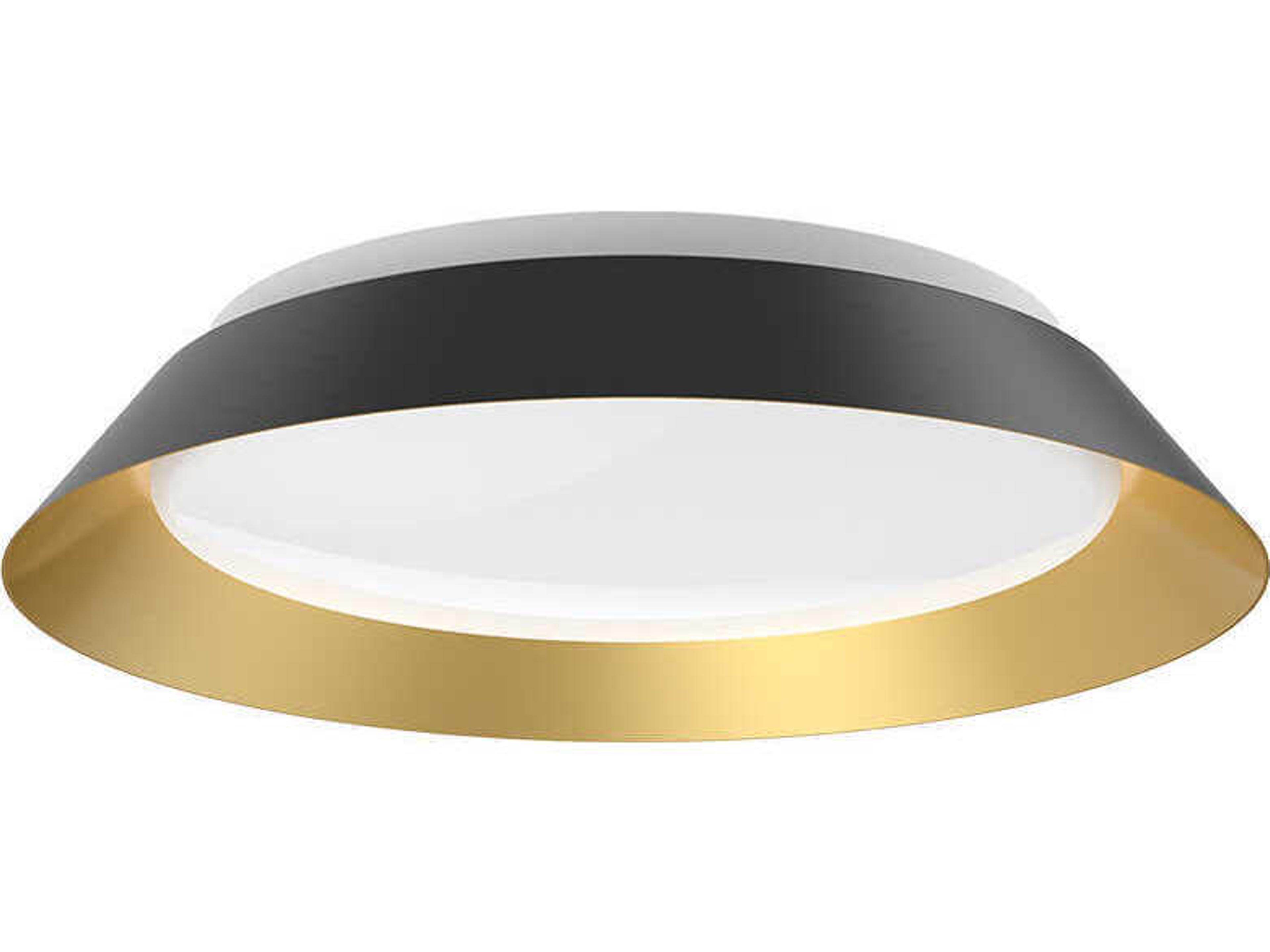 Jasper Black Gold Round Flush Mount