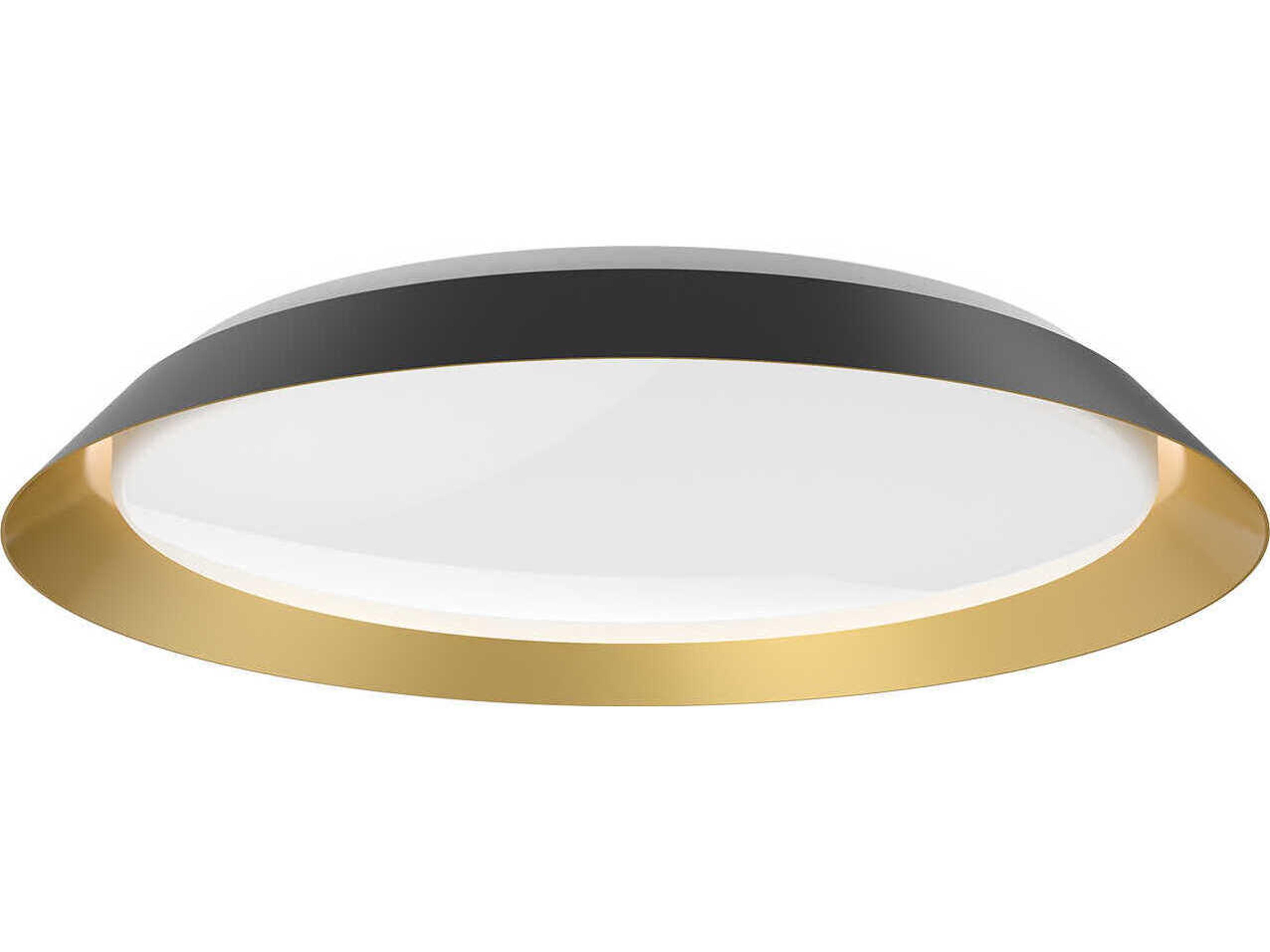 Jasper Black Gold Round Flush Mount