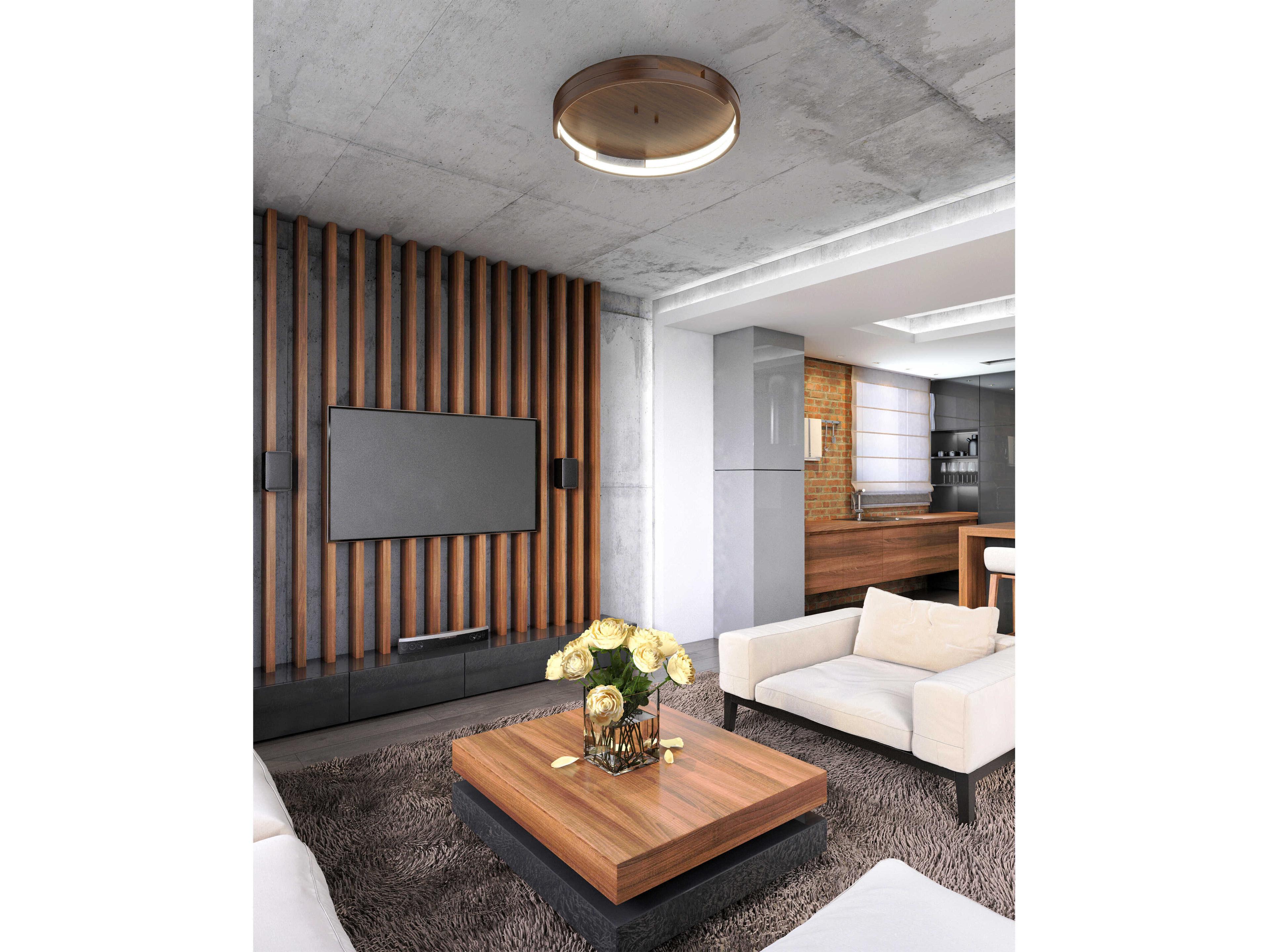 Kuzco Lighting Anello Minor Walnut Brown Round Flush Mount