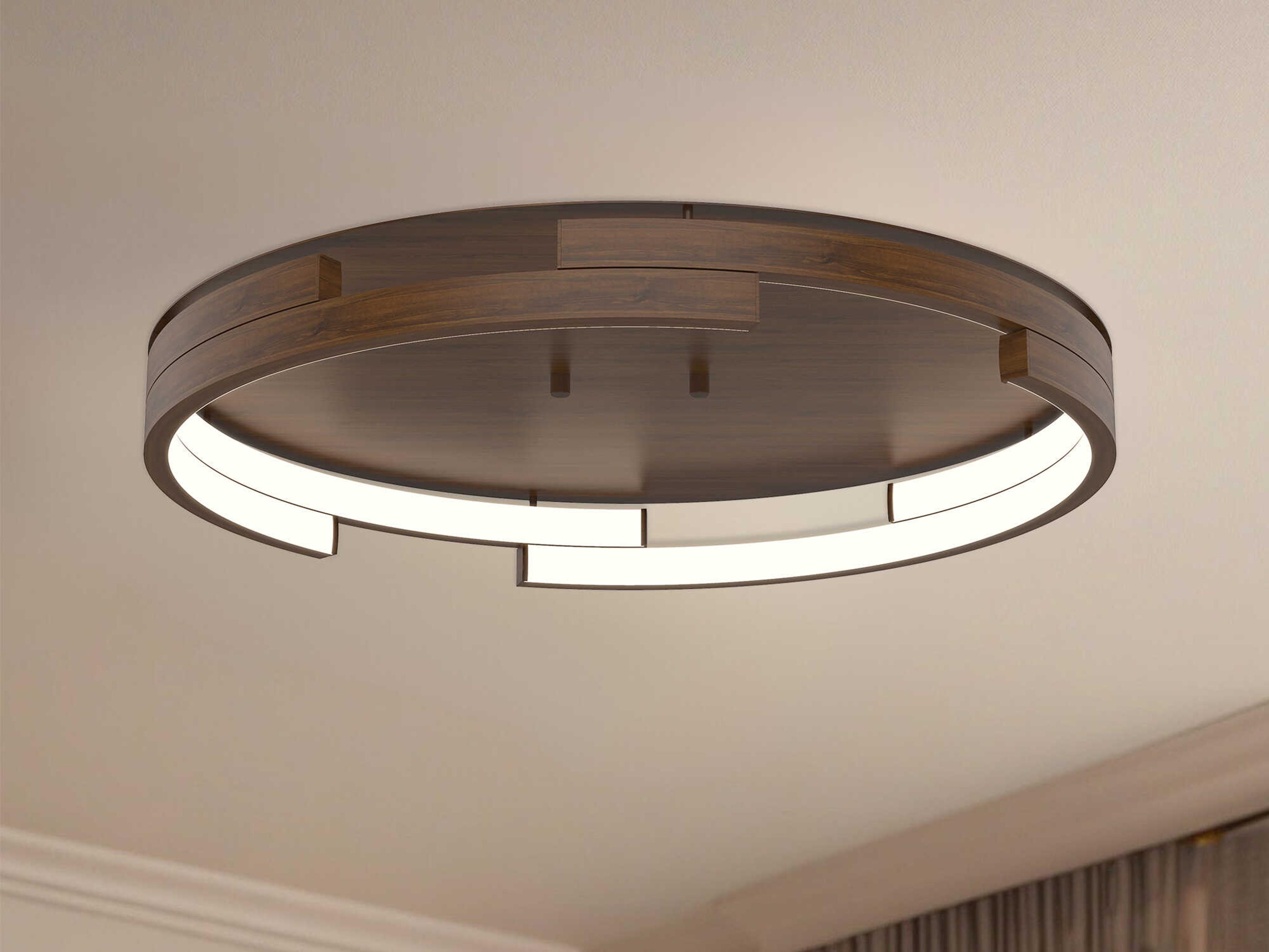 Kuzco Lighting Anello Minor Walnut Brown Round Flush Mount