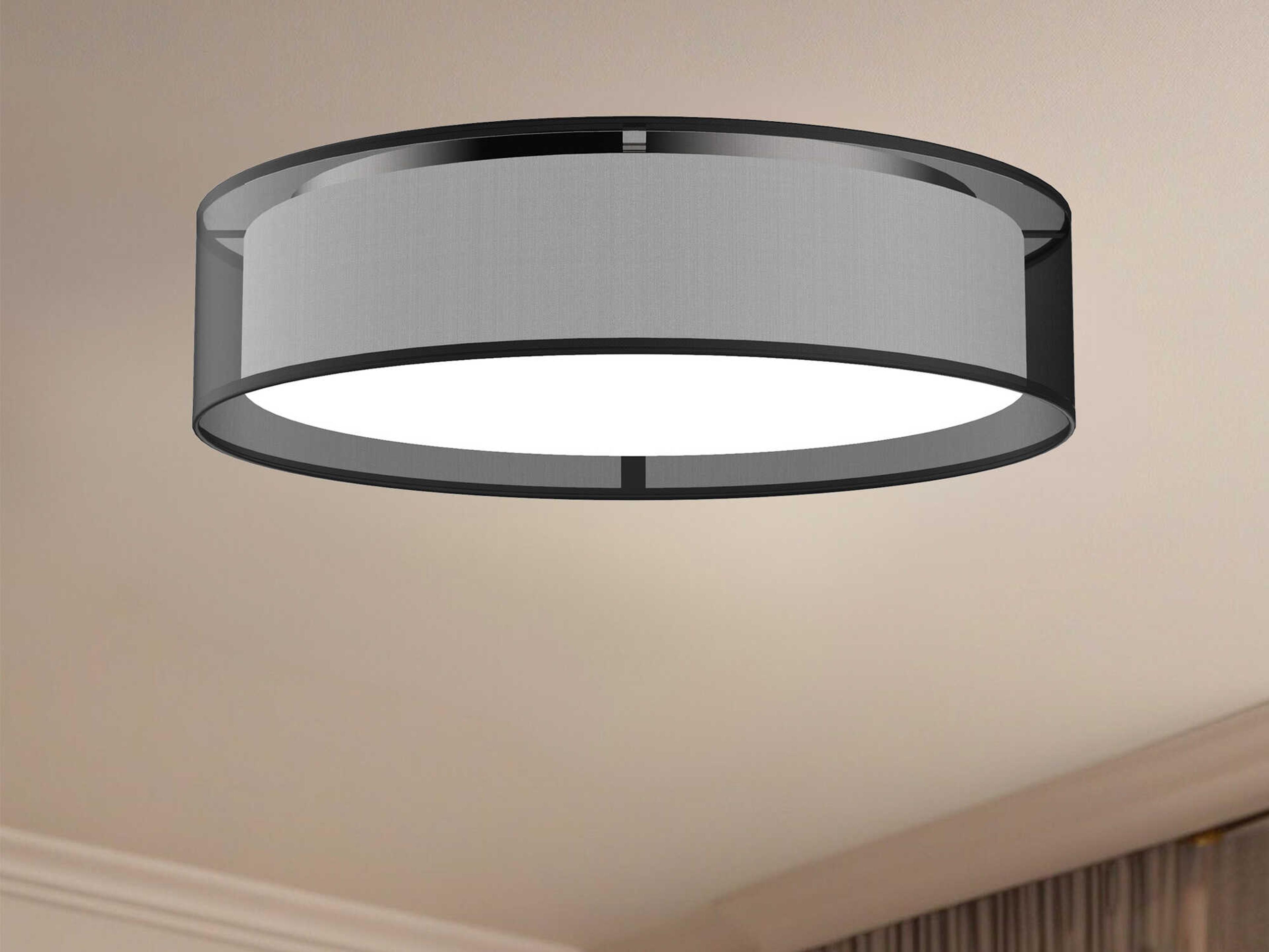 Kuzco Lighting Dalton Black Organza Drum Flush Mount