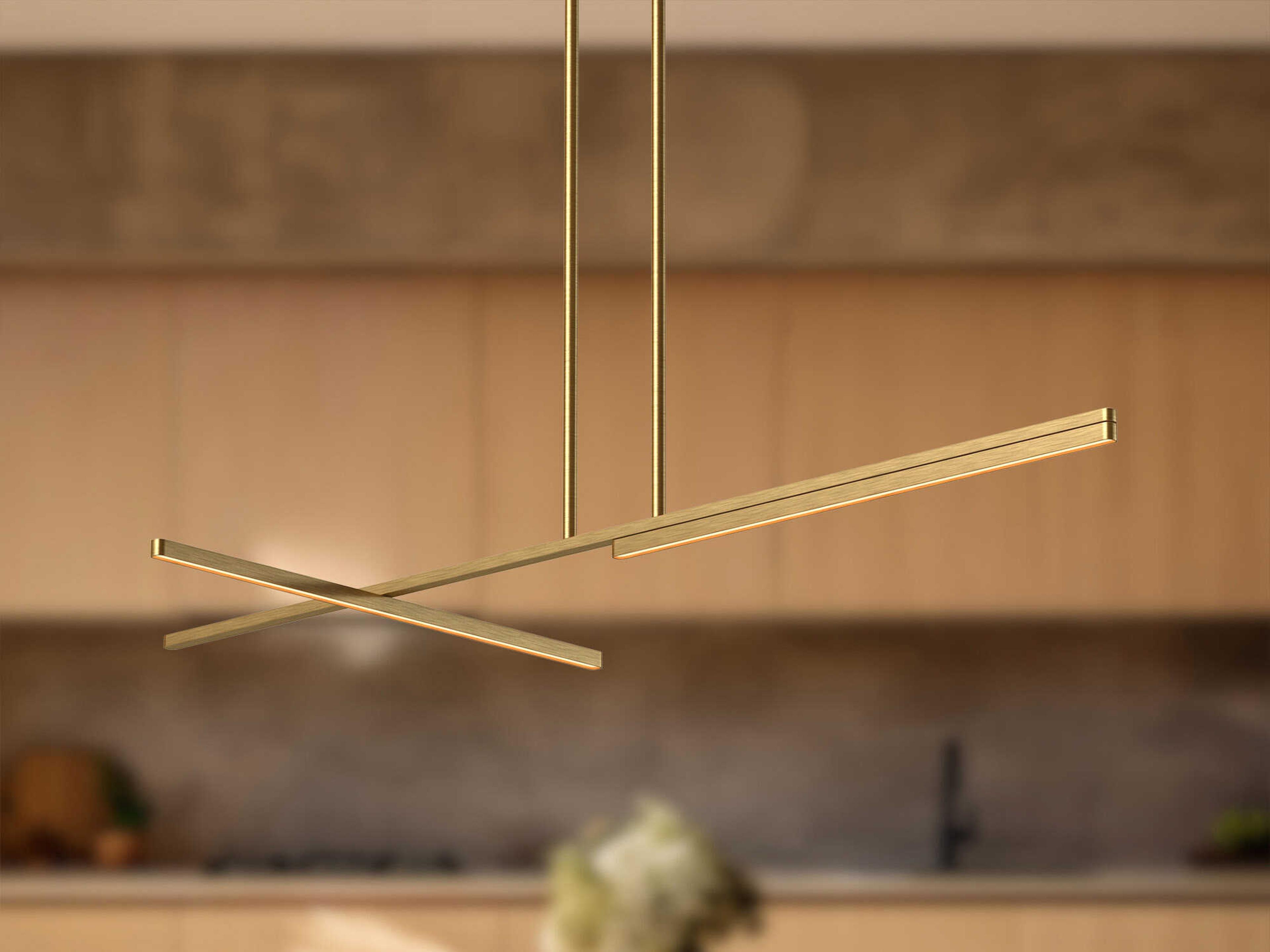 Kuzco Lighting Shift Brushed Gold Linear Island Pendant