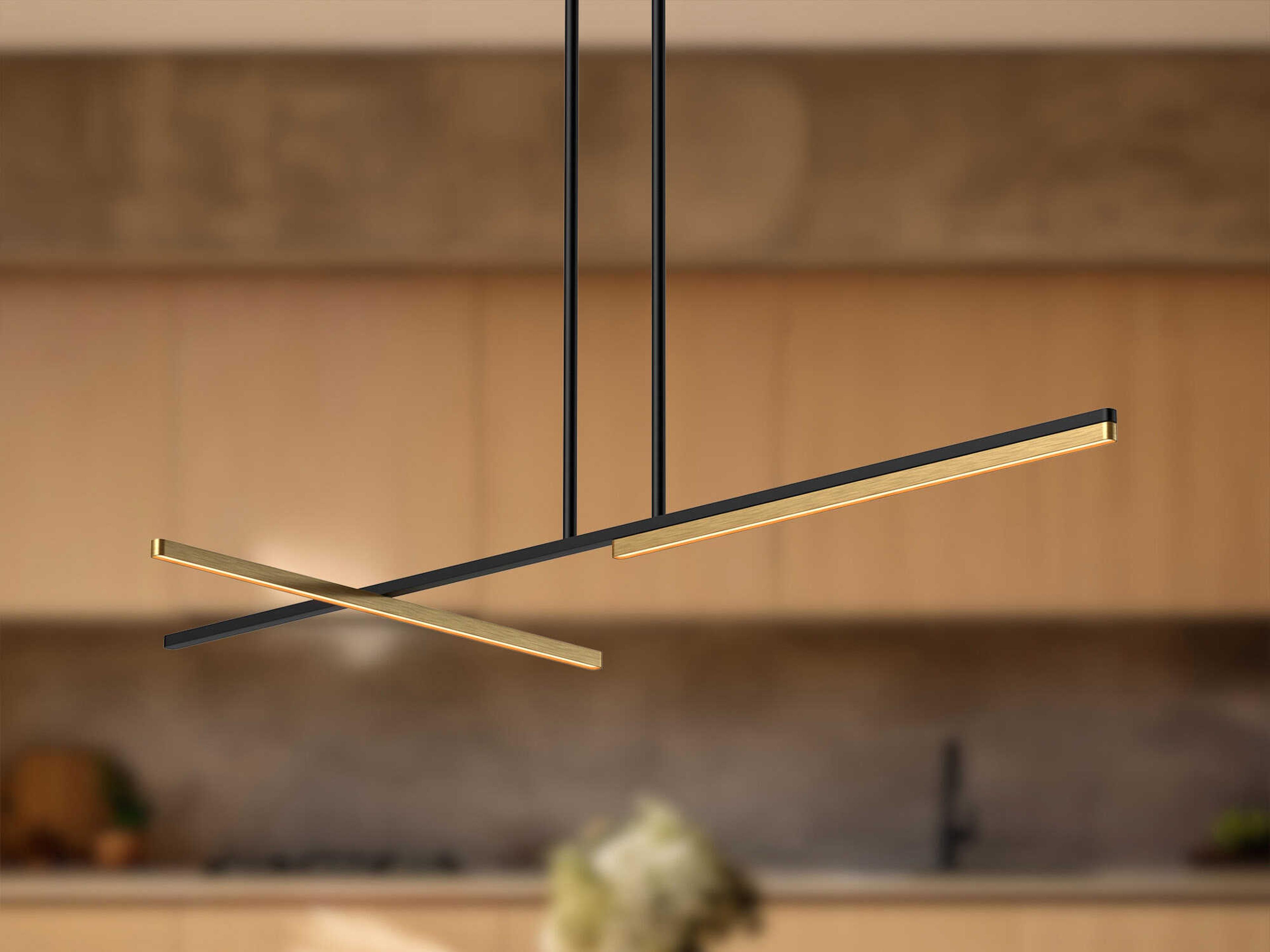 Kuzco Lighting Shift Black Brushed Gold Linear Island Pendant