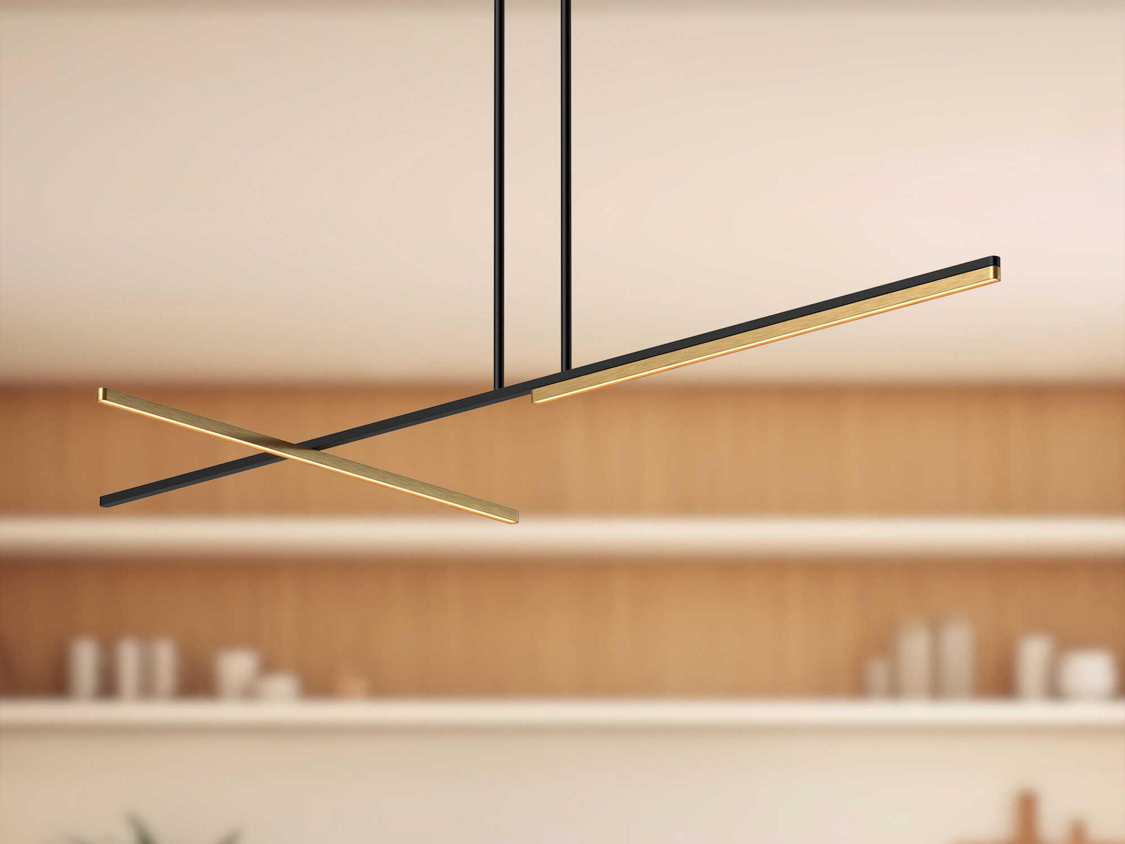 Kuzco Lighting Shift Black Brushed Gold Linear Island Pendant