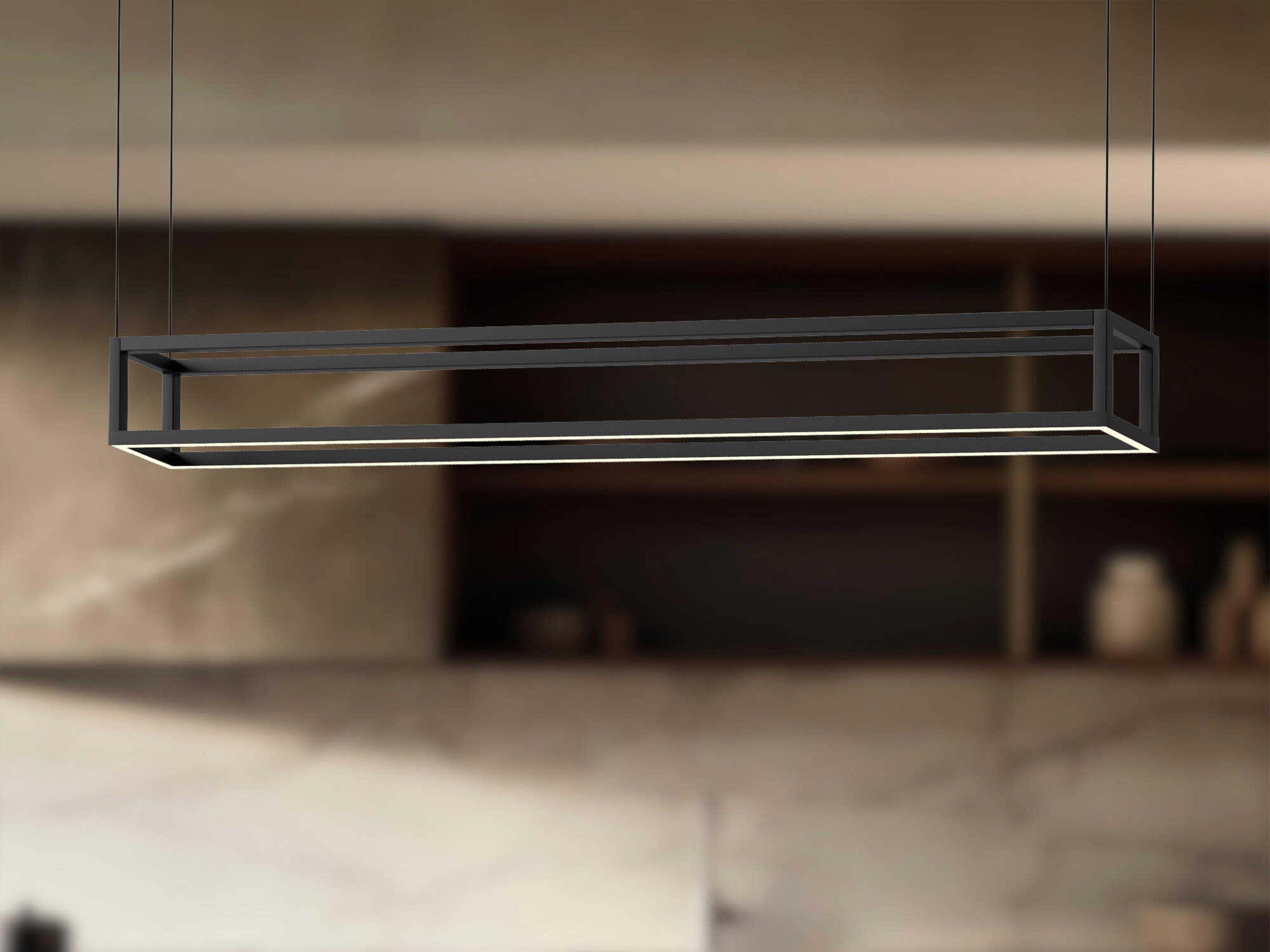 Kuzco Lighting Plaza Black Geometric Linear Island Pendant