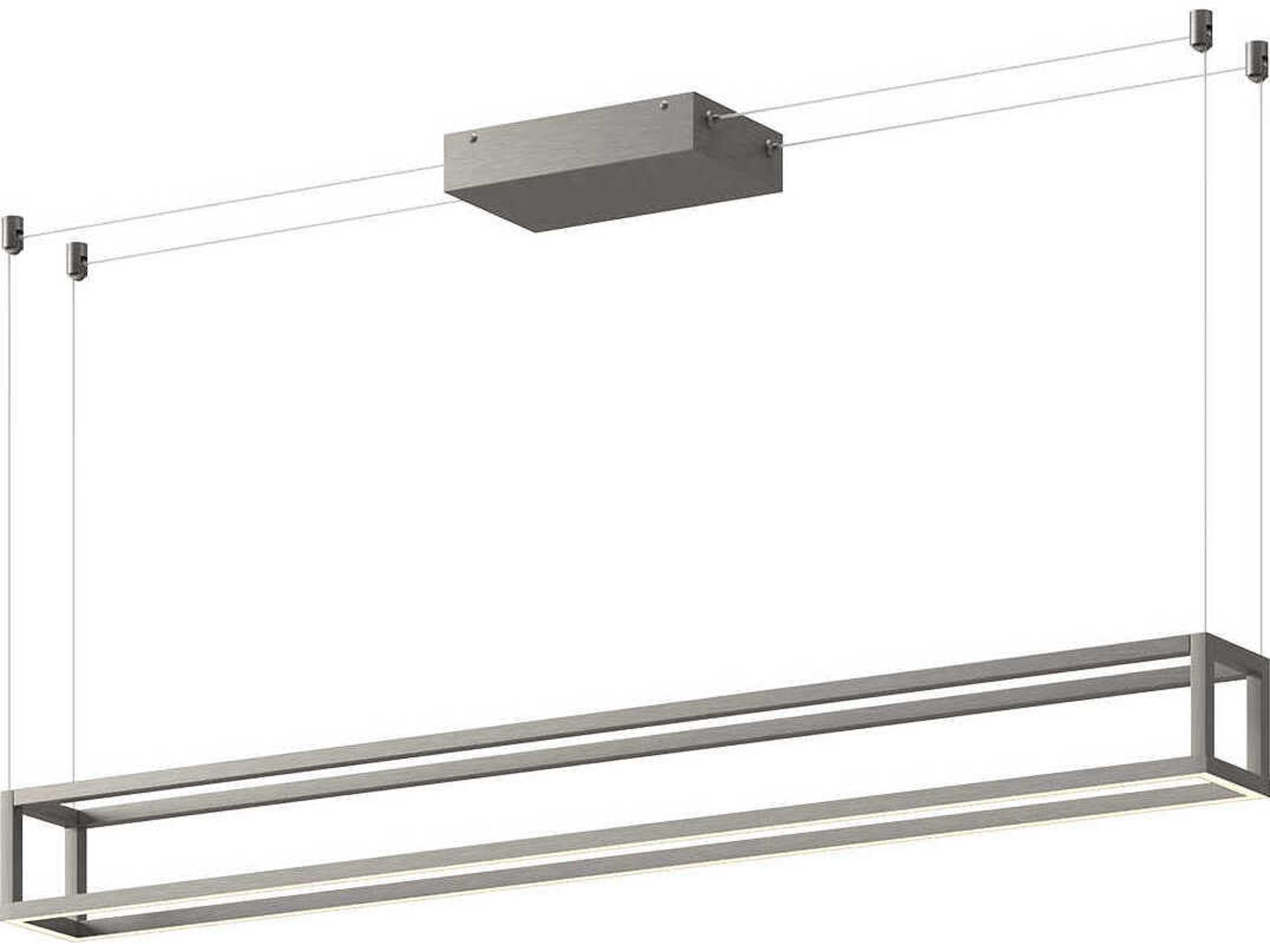 Plaza Brushed Nickel Geometric Linear Island Pendant
