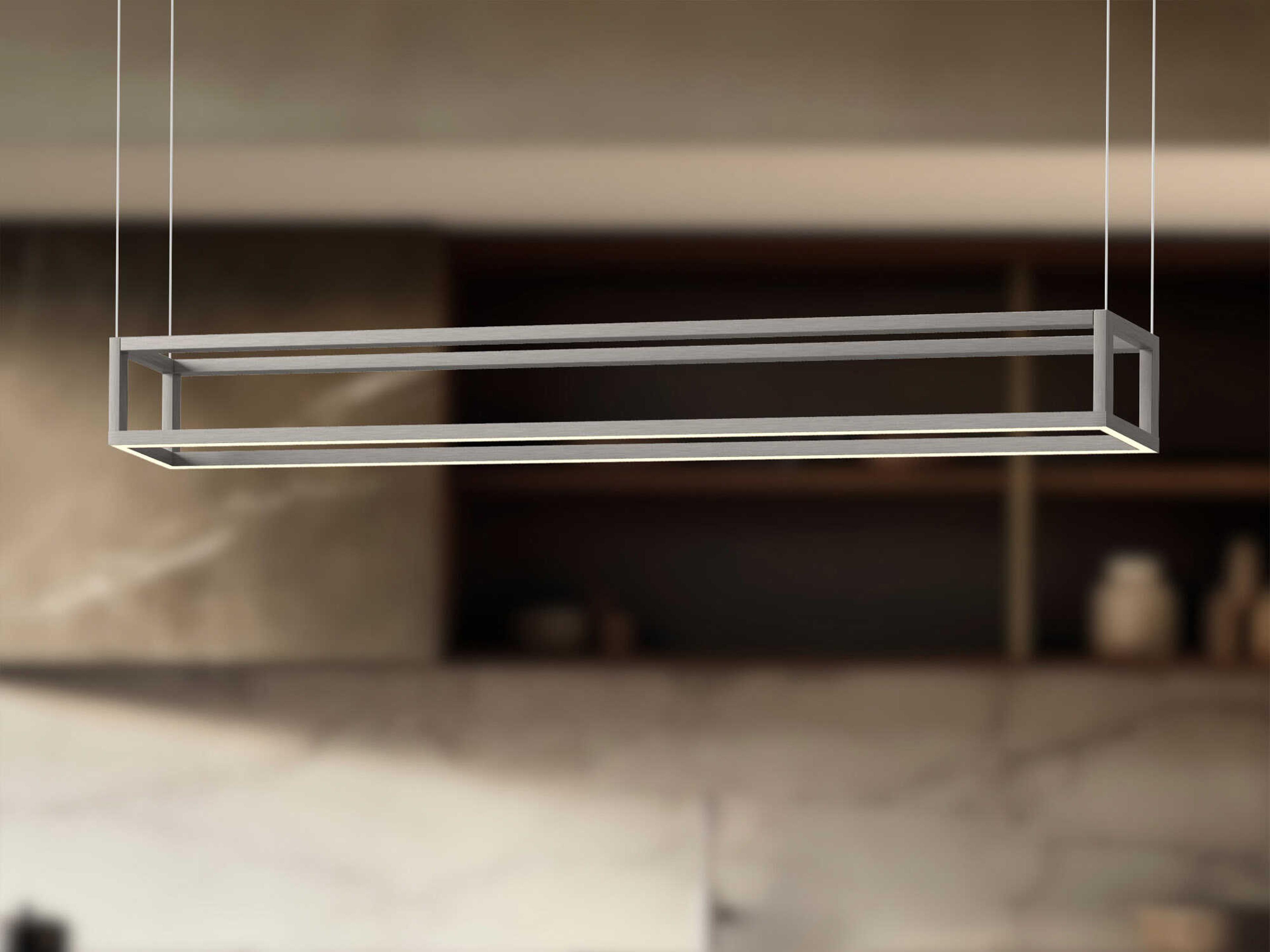 Kuzco Lighting Plaza Brushed Nickel Geometric Linear Island Pendant