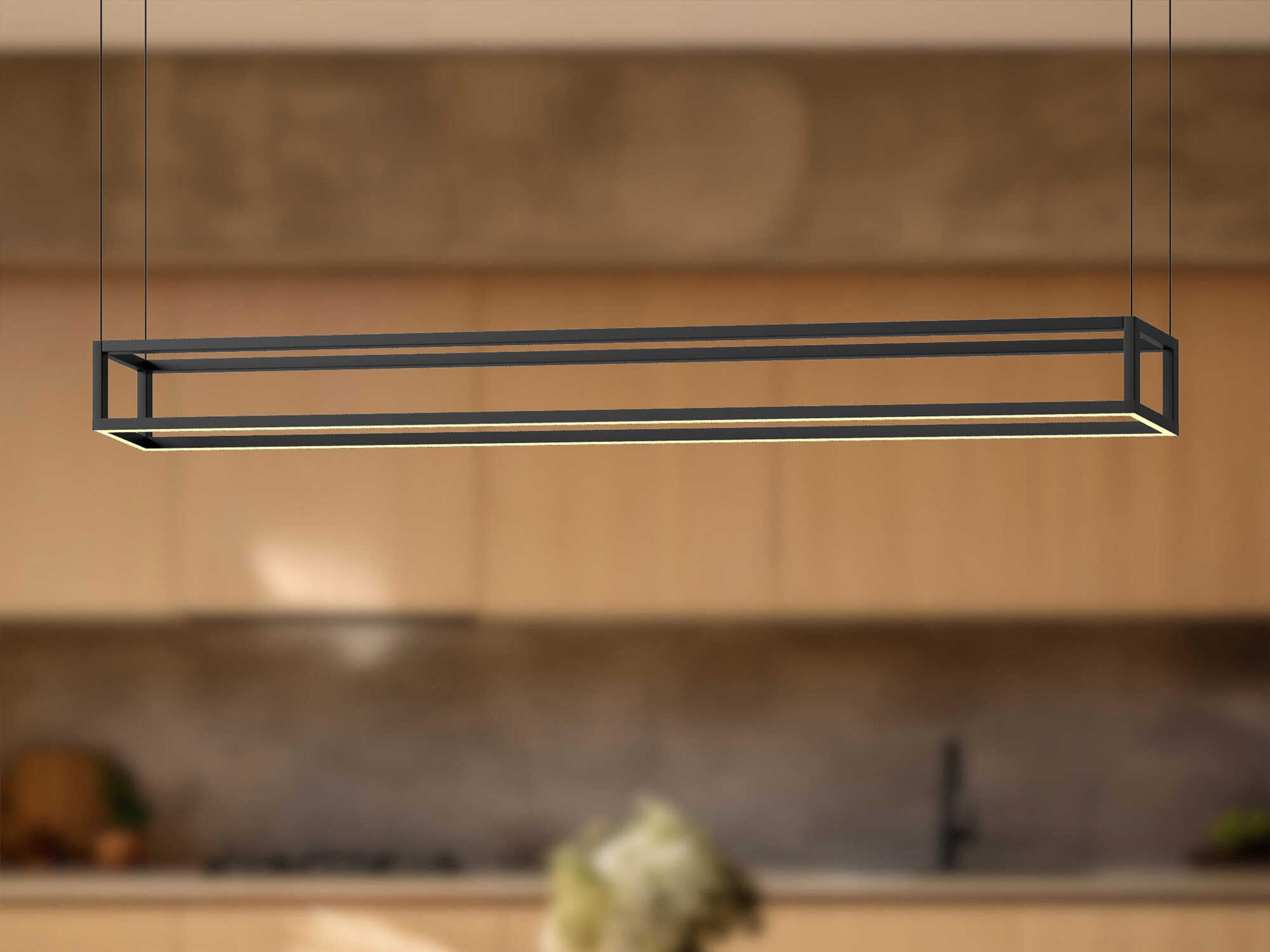 Kuzco Lighting Plaza Black Geometric Linear Island Pendant