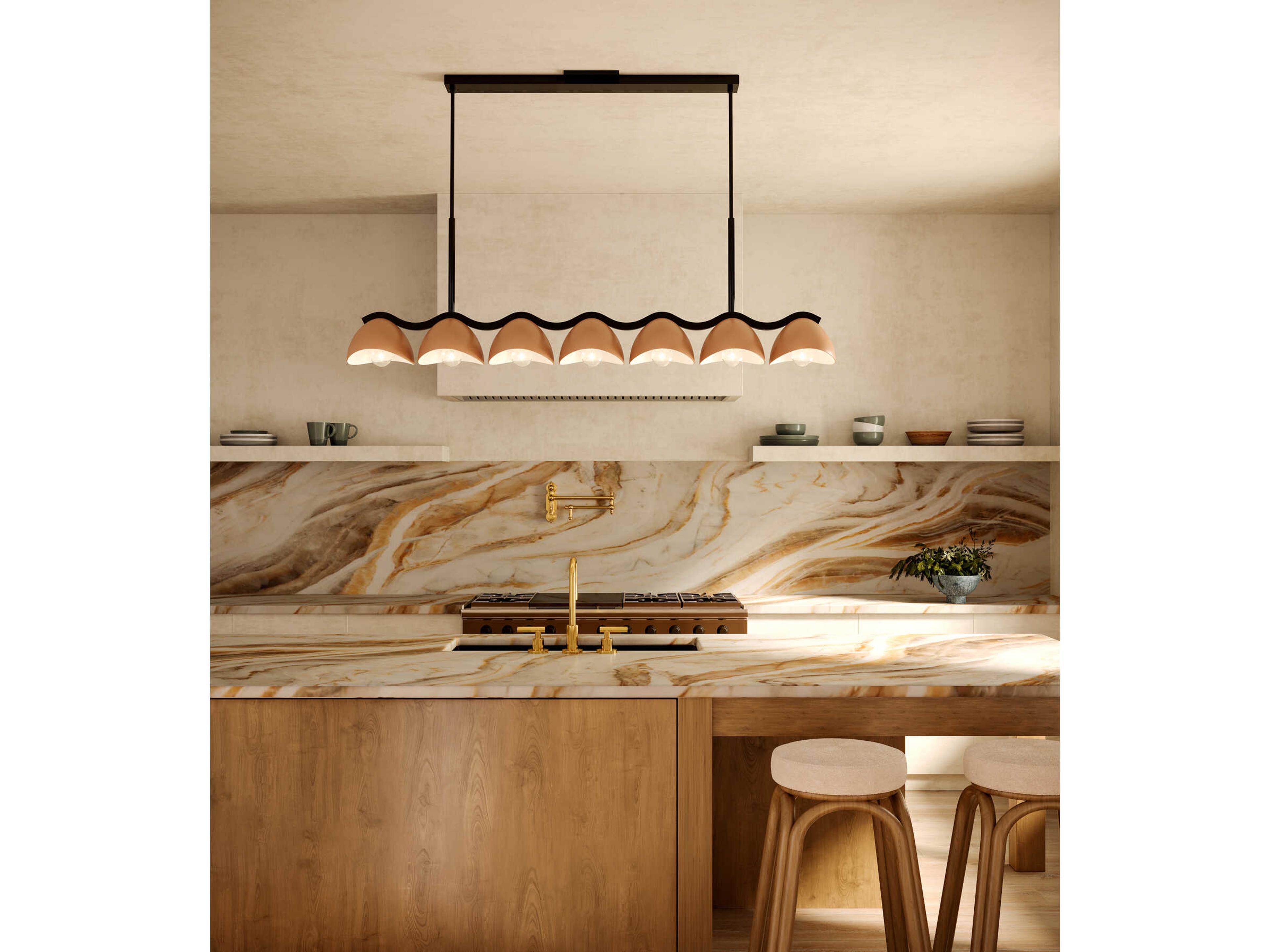 Kuzco Lighting Atlas 7-Light Black Peach Island Pendant