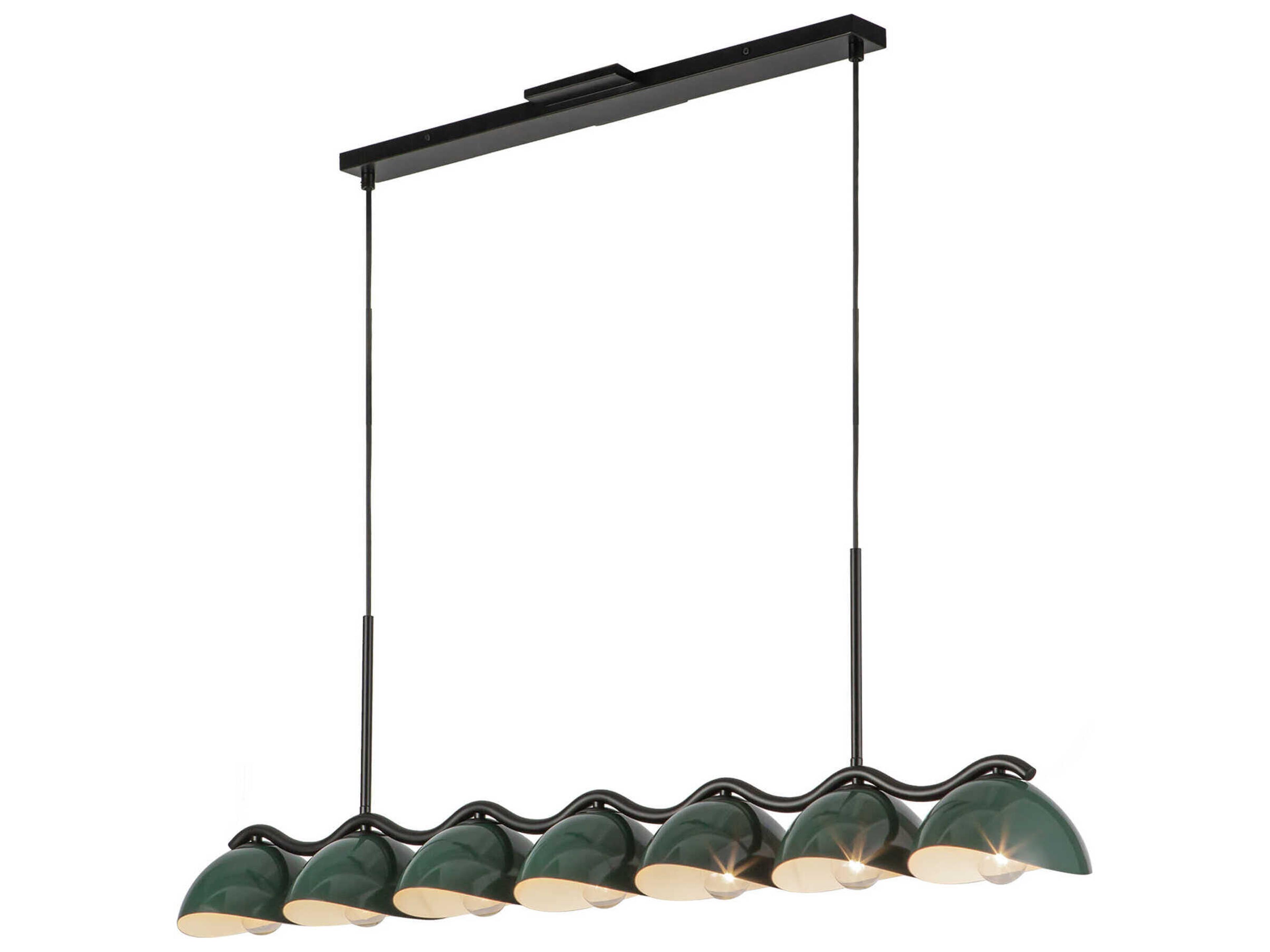 Atlas 7-Light Black Pine Green Island Pendant