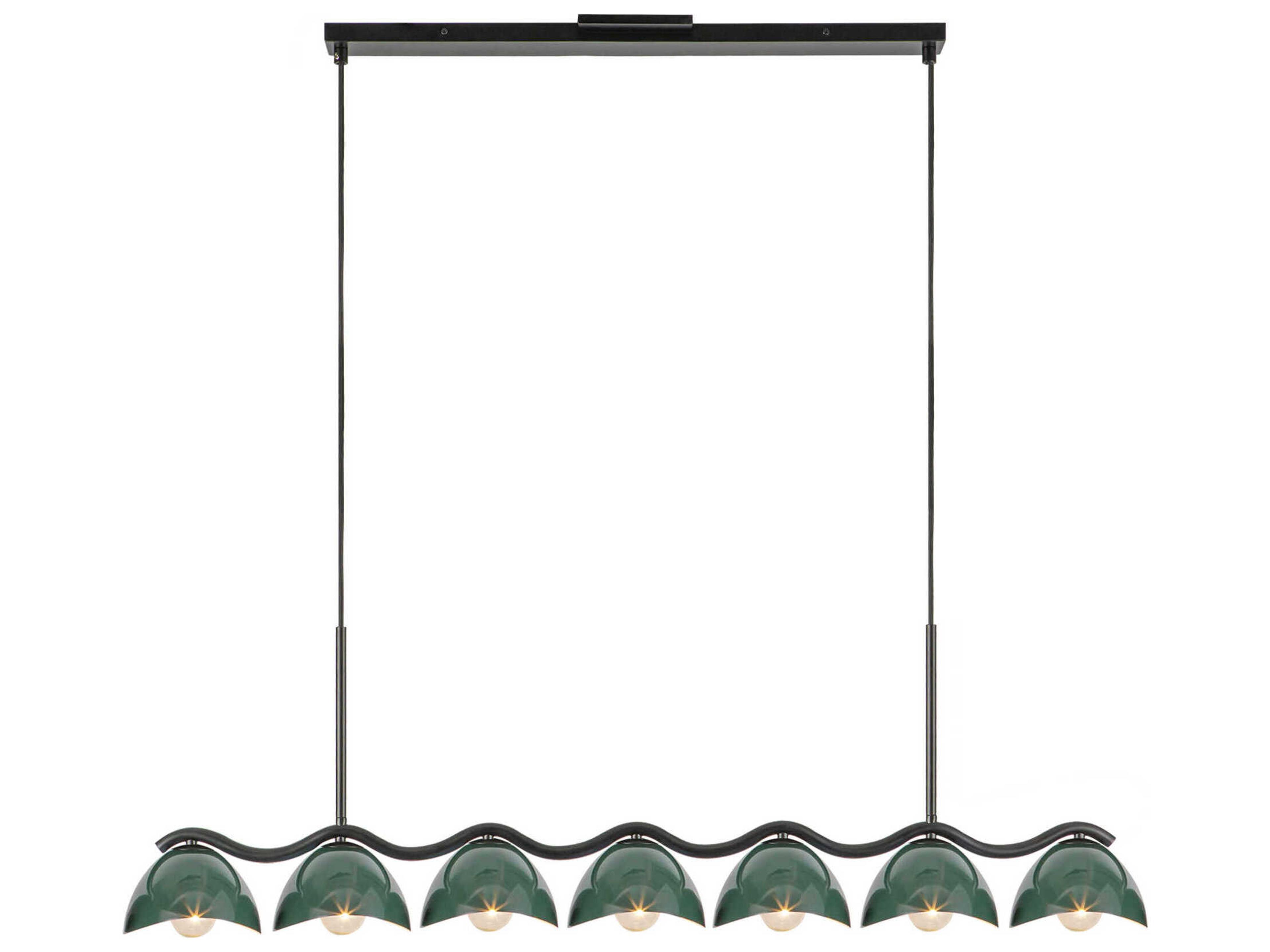 Kuzco Lighting Atlas 7-Light Black Pine Green Island Pendant