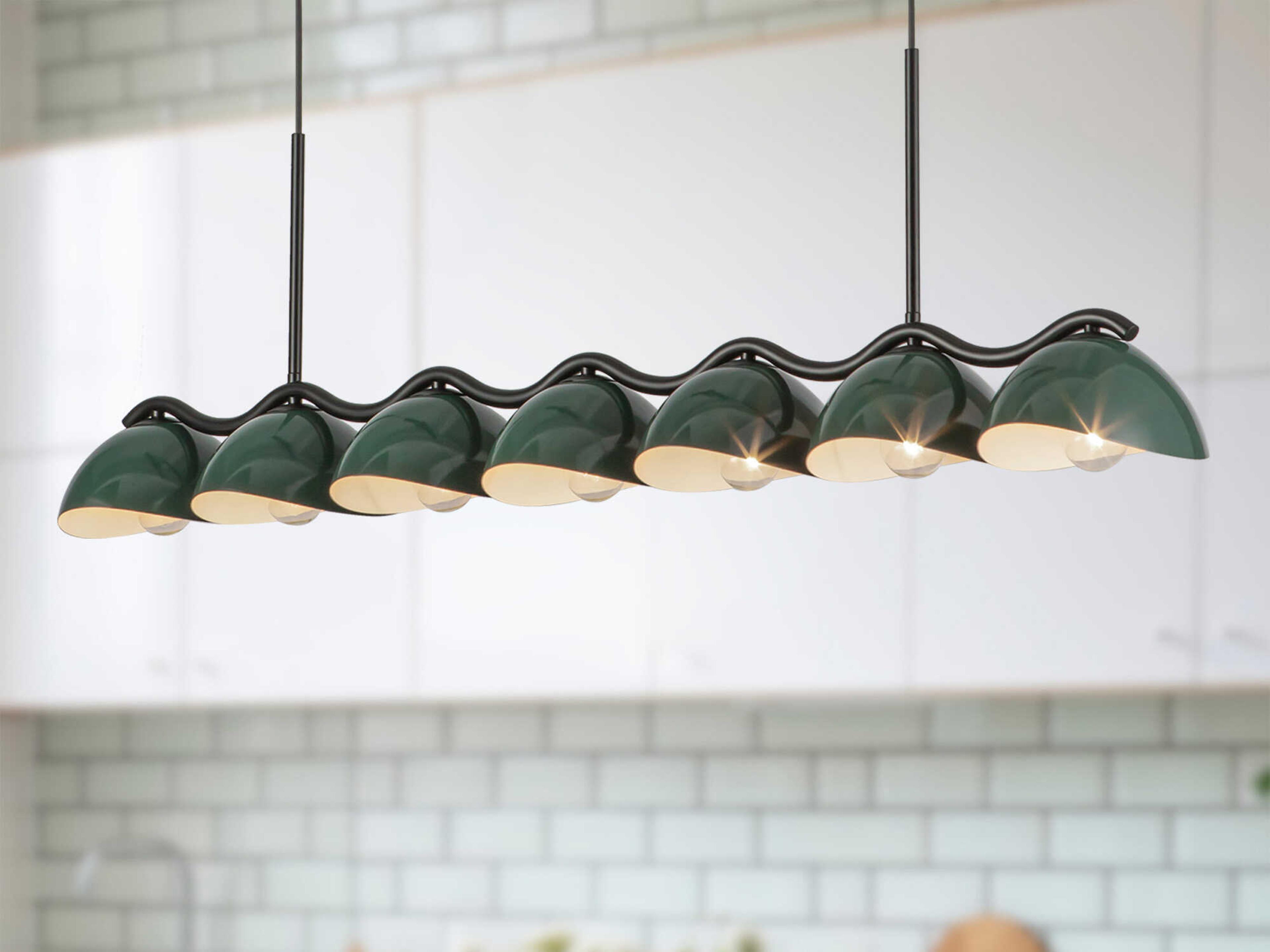 Kuzco Lighting Atlas 7-Light Black Pine Green Island Pendant