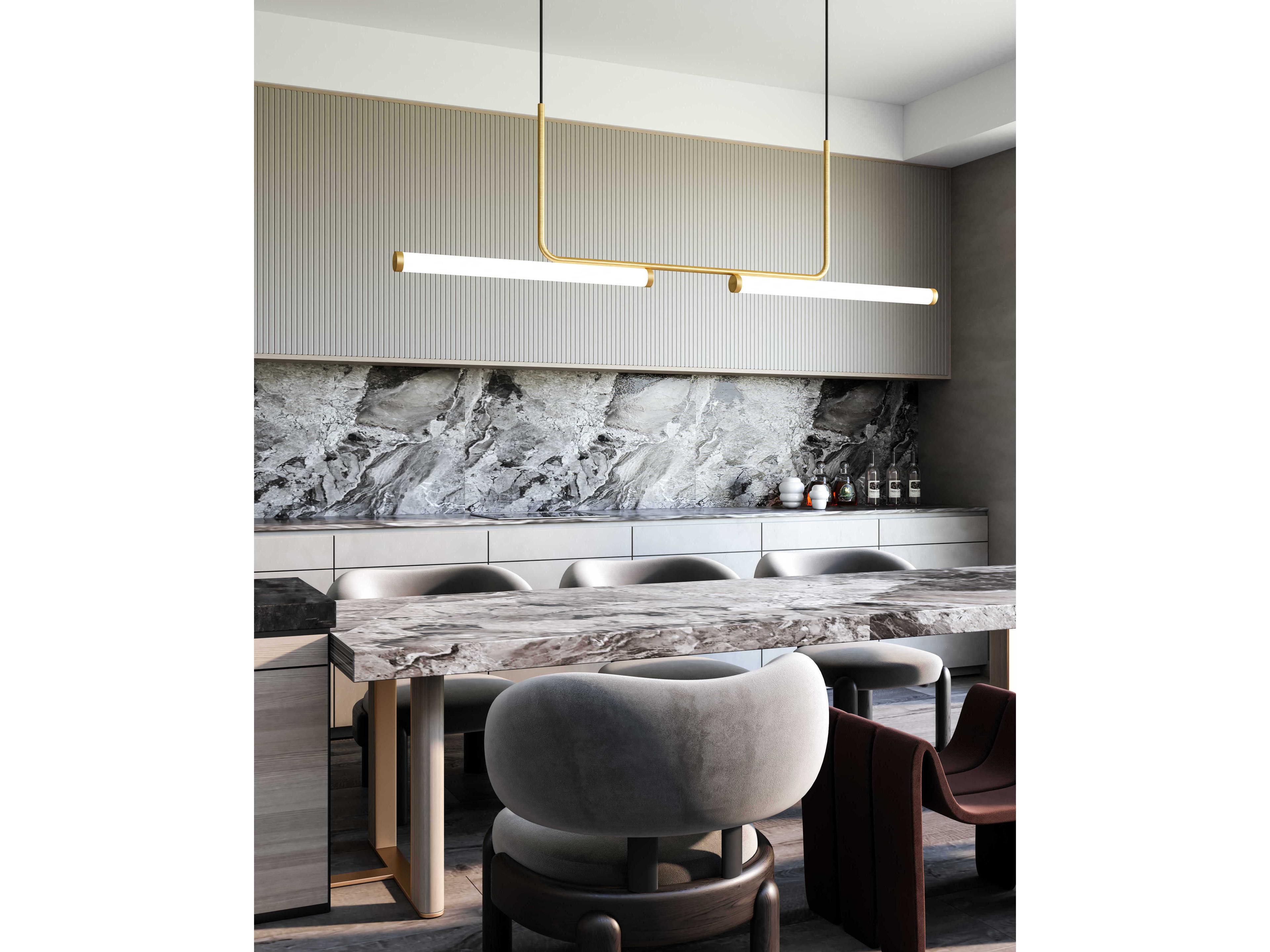 Kuzco Lighting Vesper Brushed Gold Linear Island Pendant
