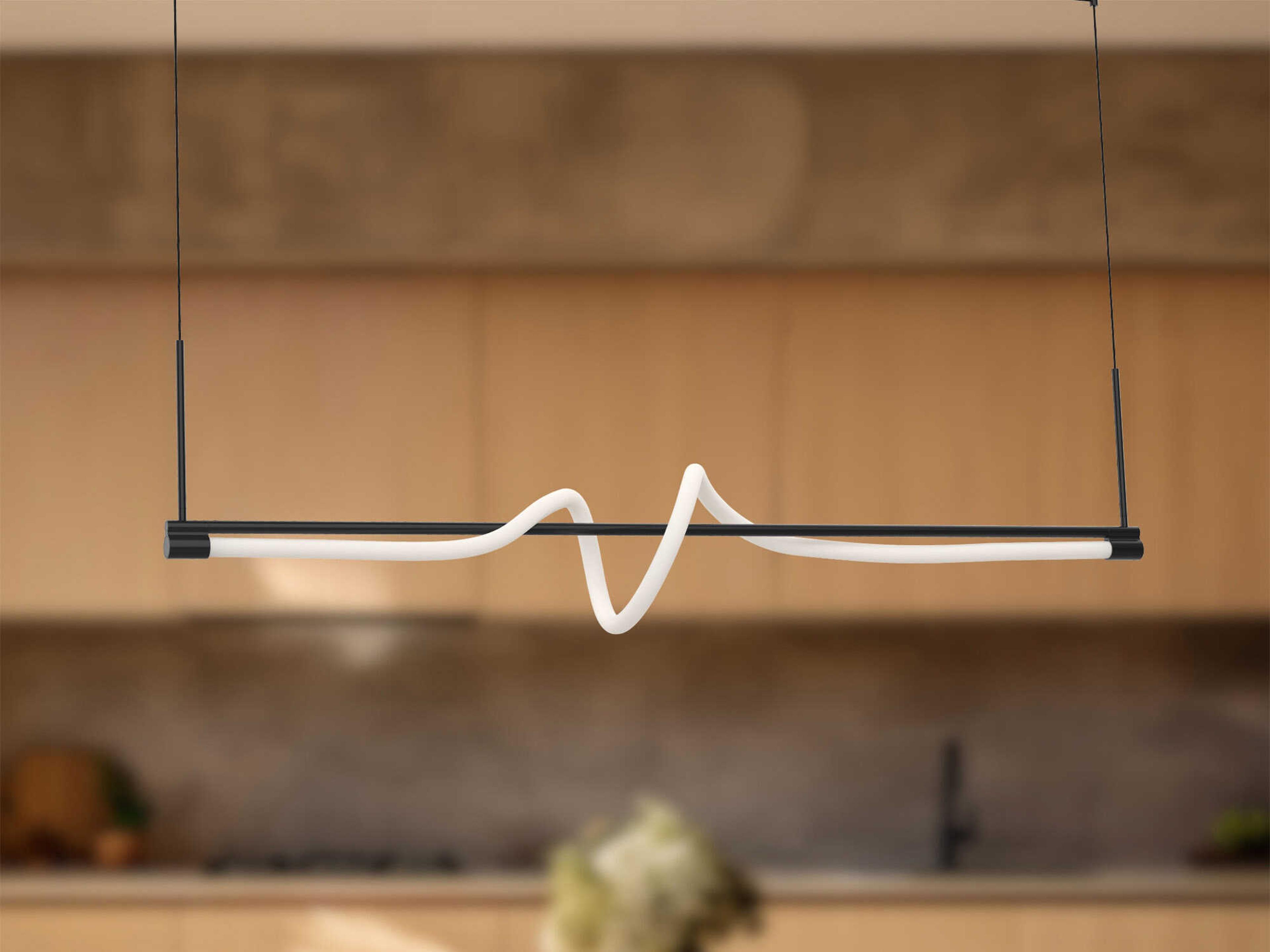 Kuzco Lighting Cursive Black Linear Island Pendant