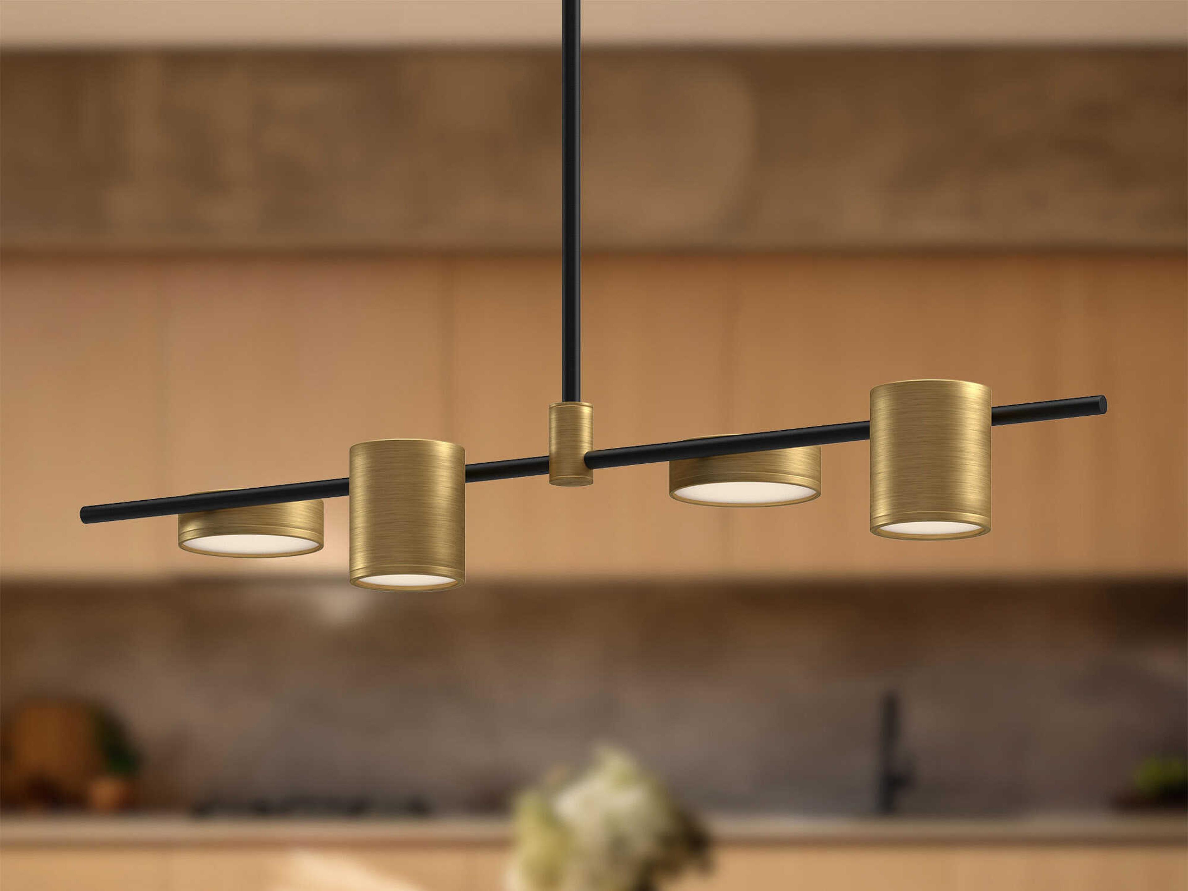 Kuzco Lighting Jayden Black Brushed Gold Linear Island Pendant