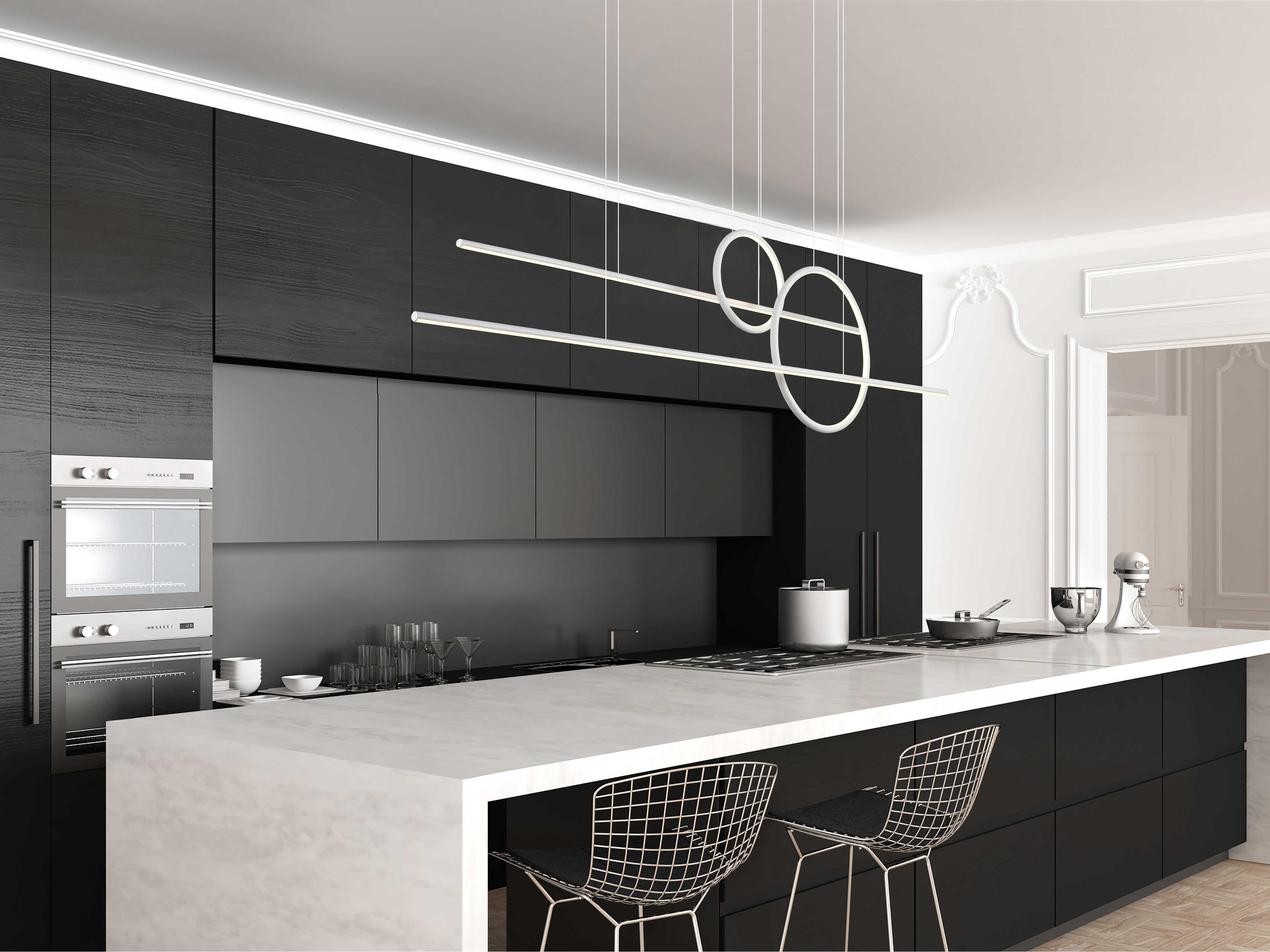 Kuzco Lighting Chute Calypso White Linear Island Pendant