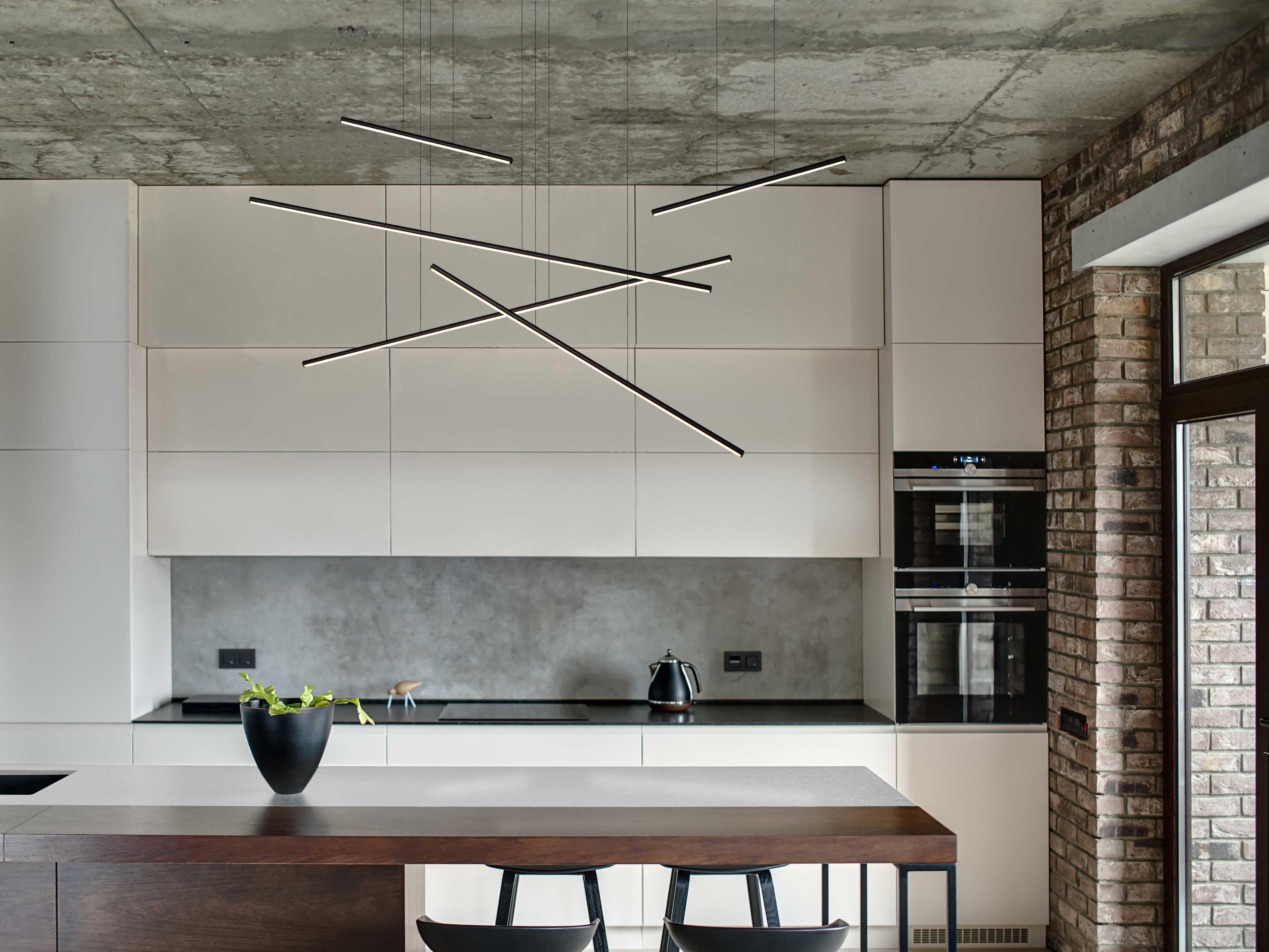 Kuzco Lighting Chute Motion Black Linear Island Pendant