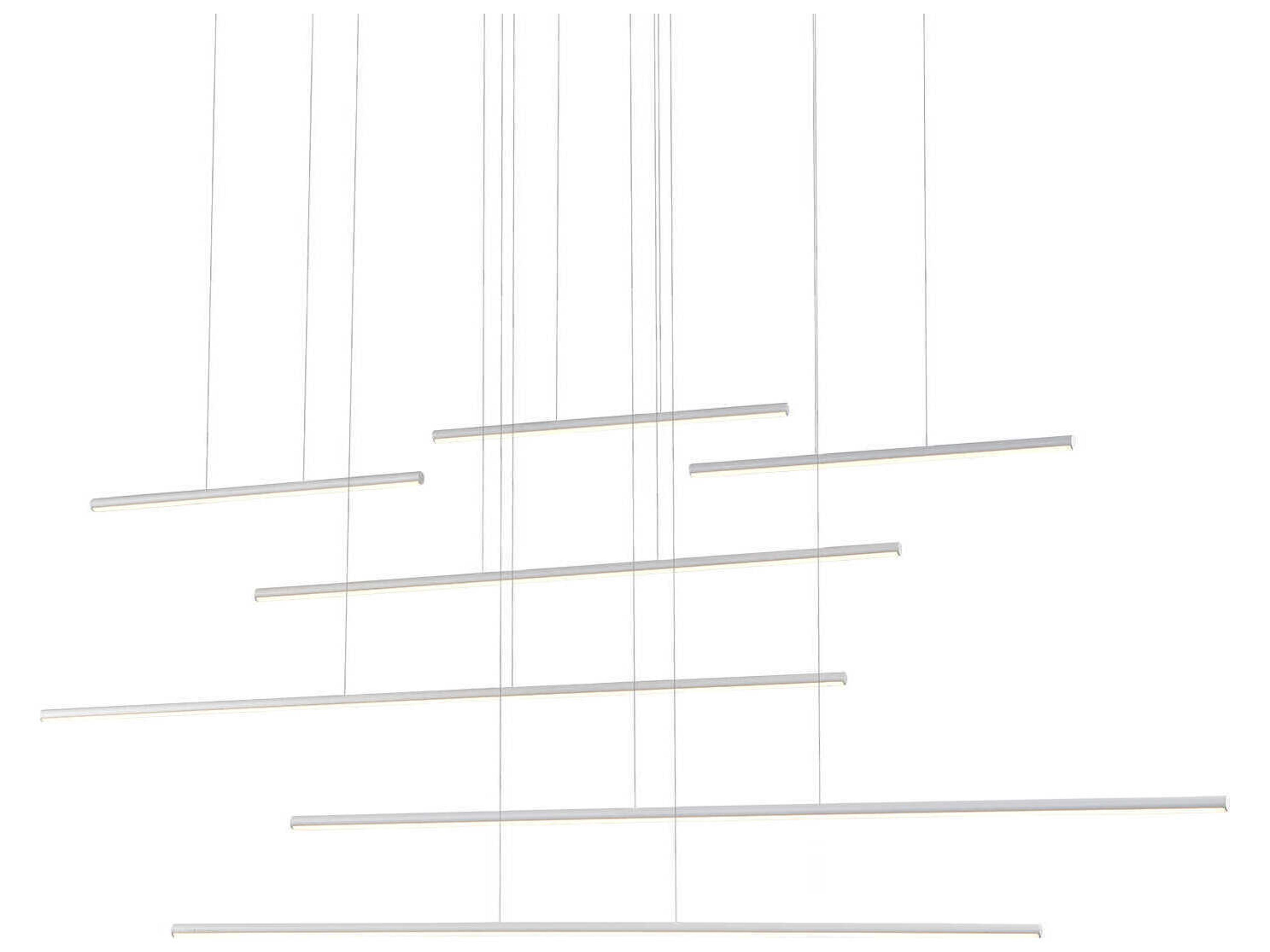 Chute Motion White Linear Island Pendant