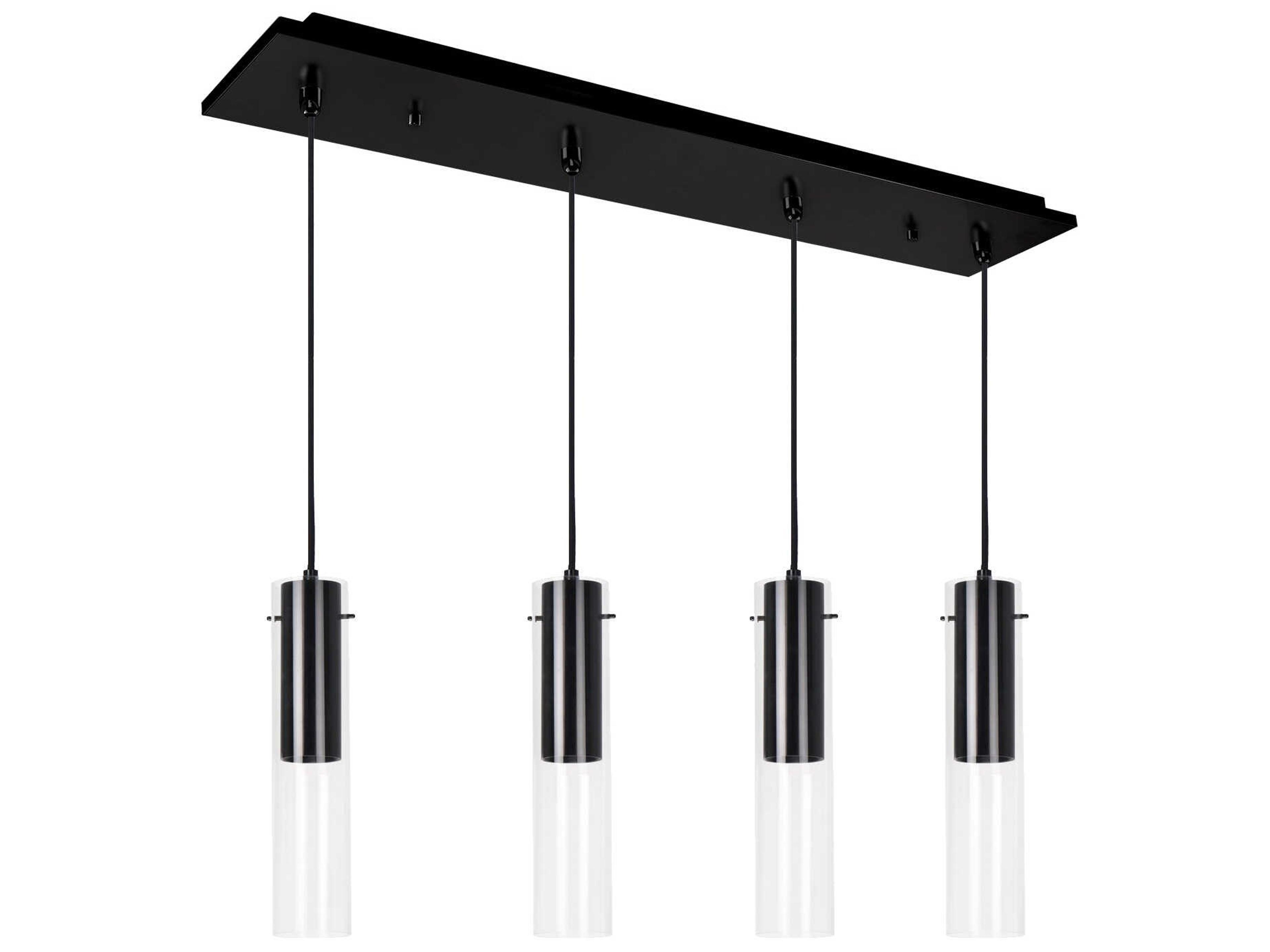 Lena 4-Light Black Cylinder Linear Island Pendant
