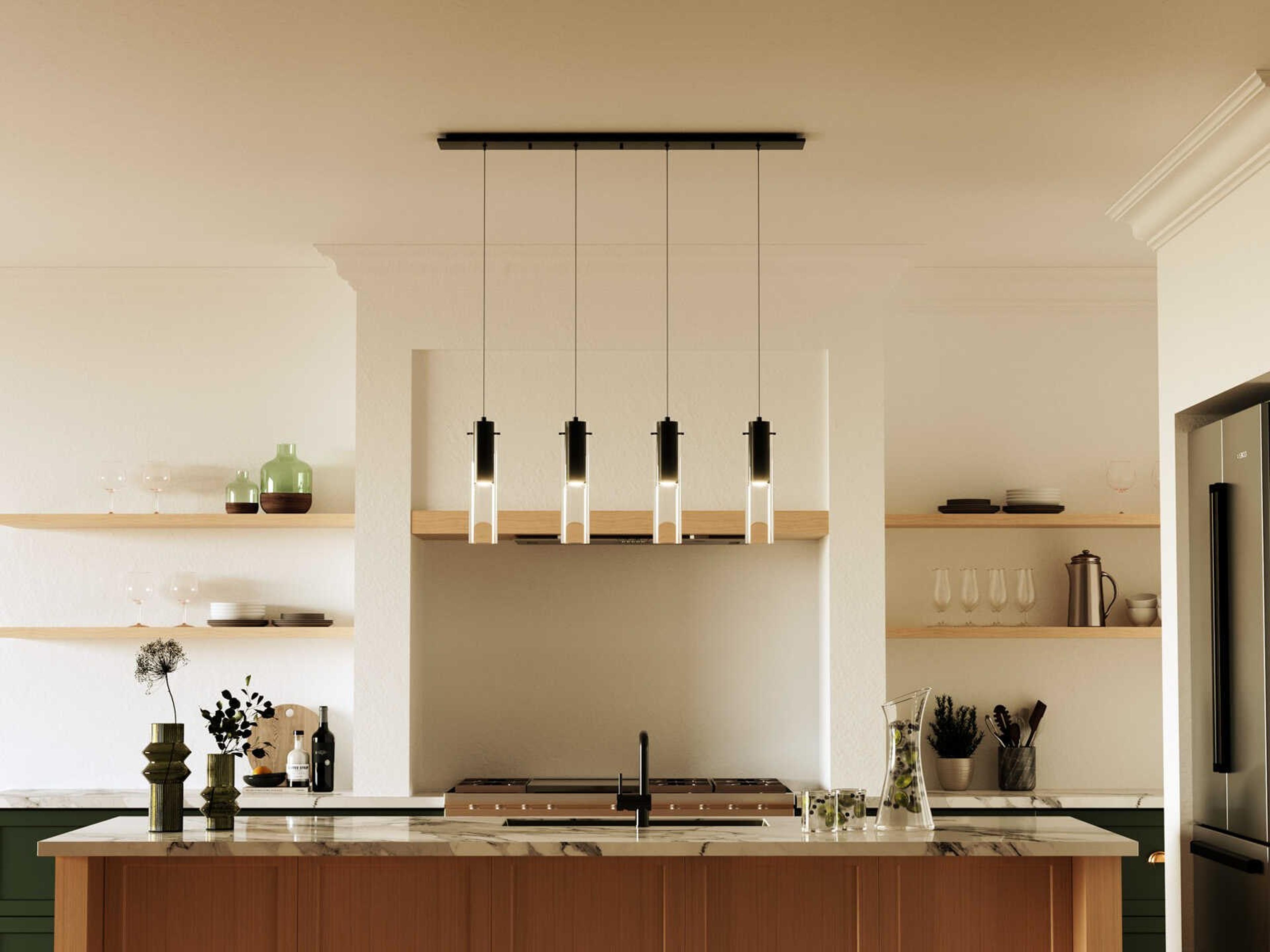 Kuzco Lighting Lena 4-Light Black Cylinder Linear Island Pendant