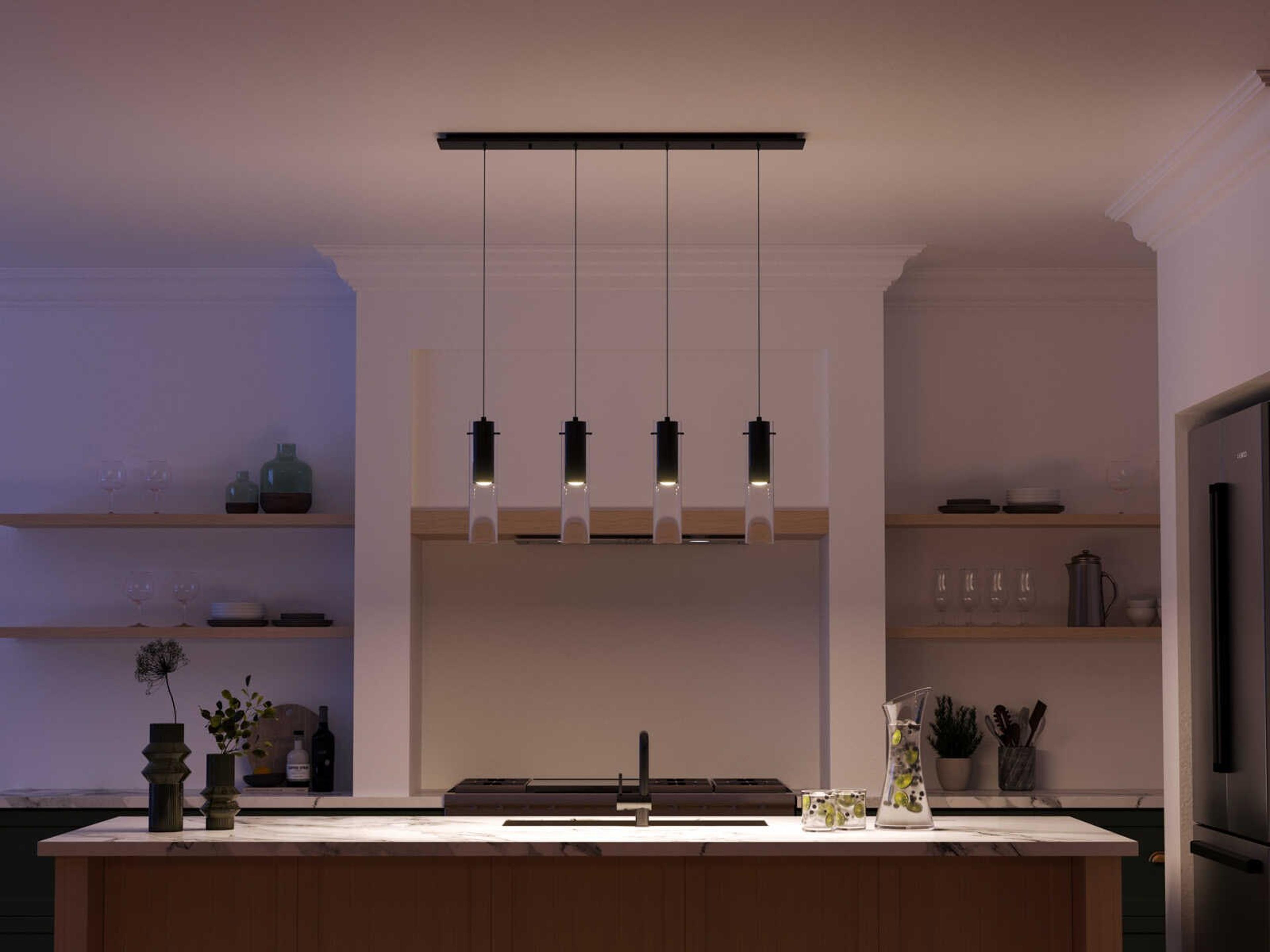 Kuzco Lighting Lena 4-Light Black Cylinder Linear Island Pendant