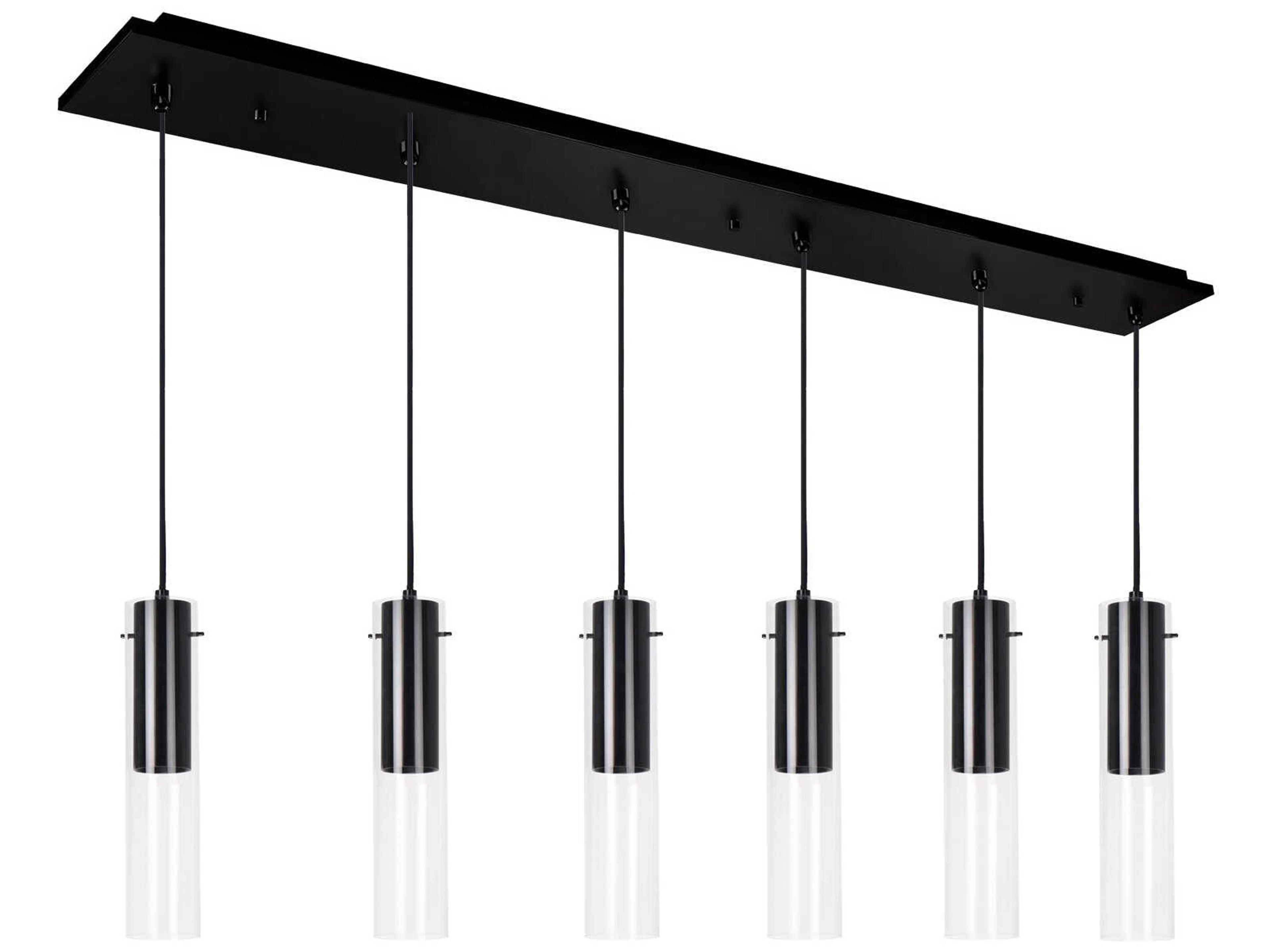 Lena 6-Light Black Cylinder Linear Island Pendant