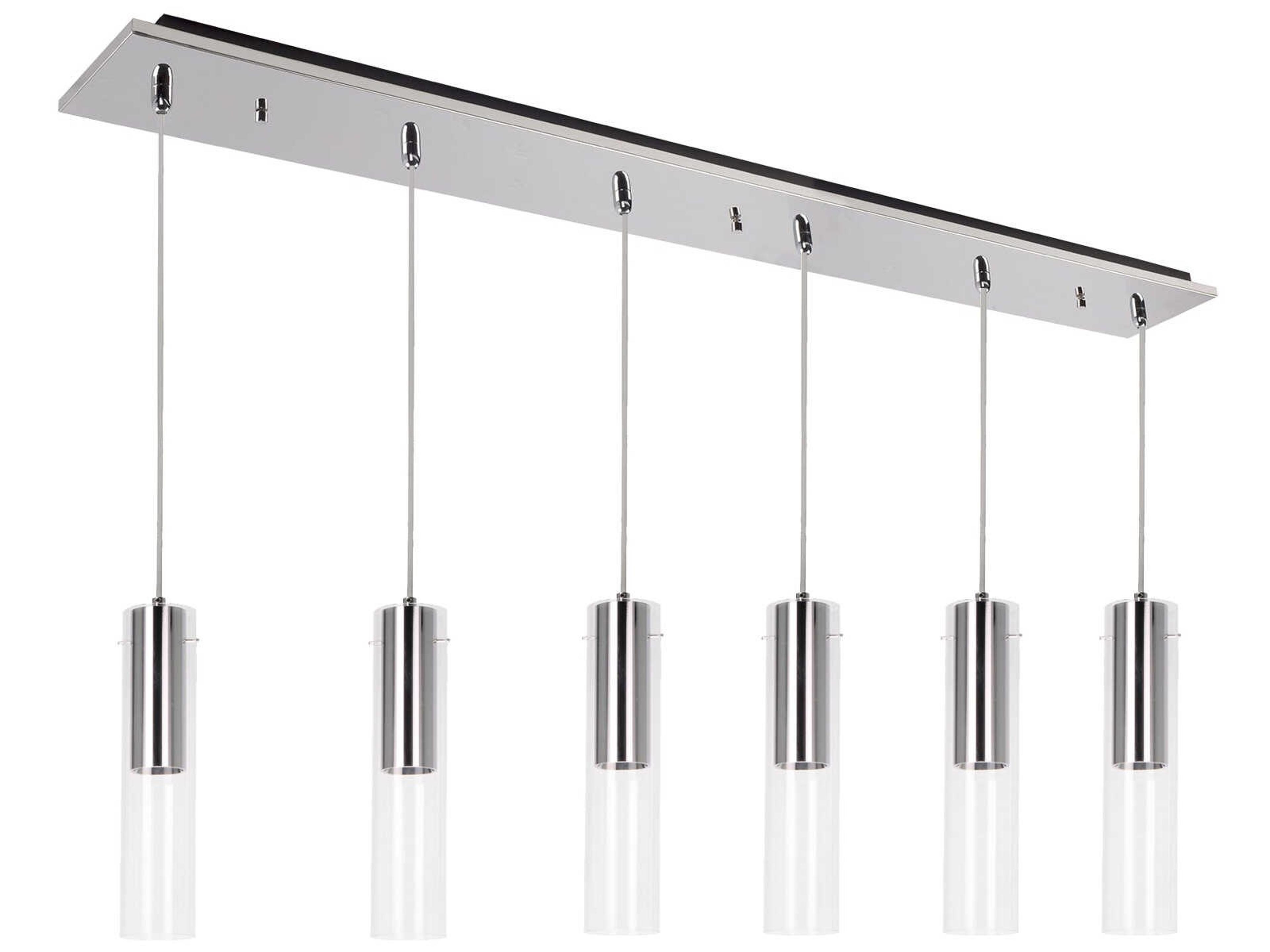 Lena 6-Light Chrome Cylinder Linear Island Pendant