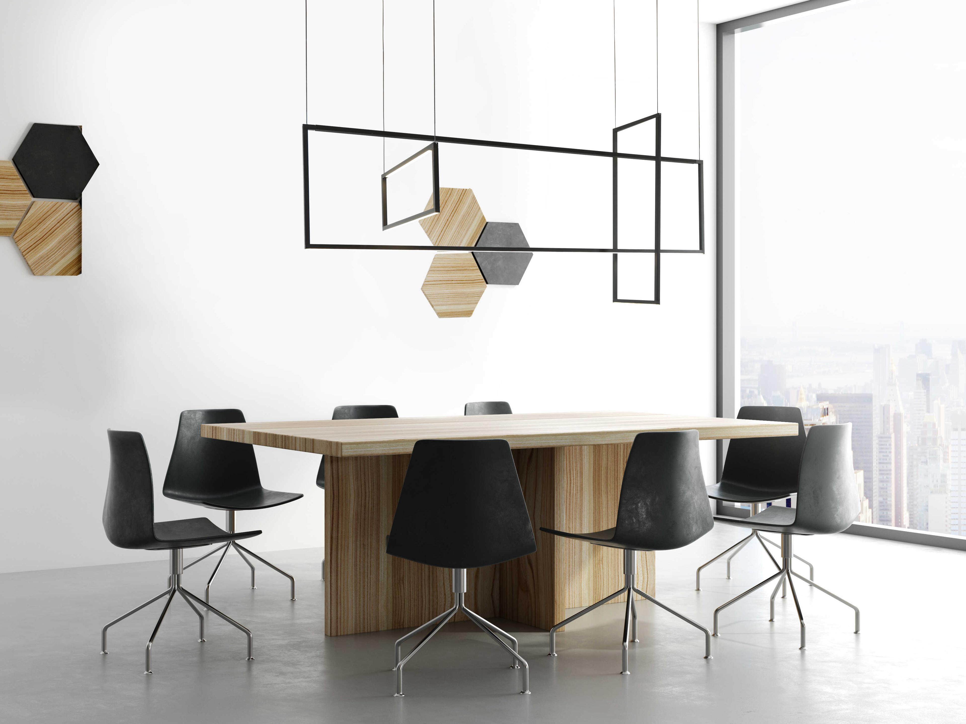 Kuzco Lighting Arkell Black Geometric Linear Island Pendant