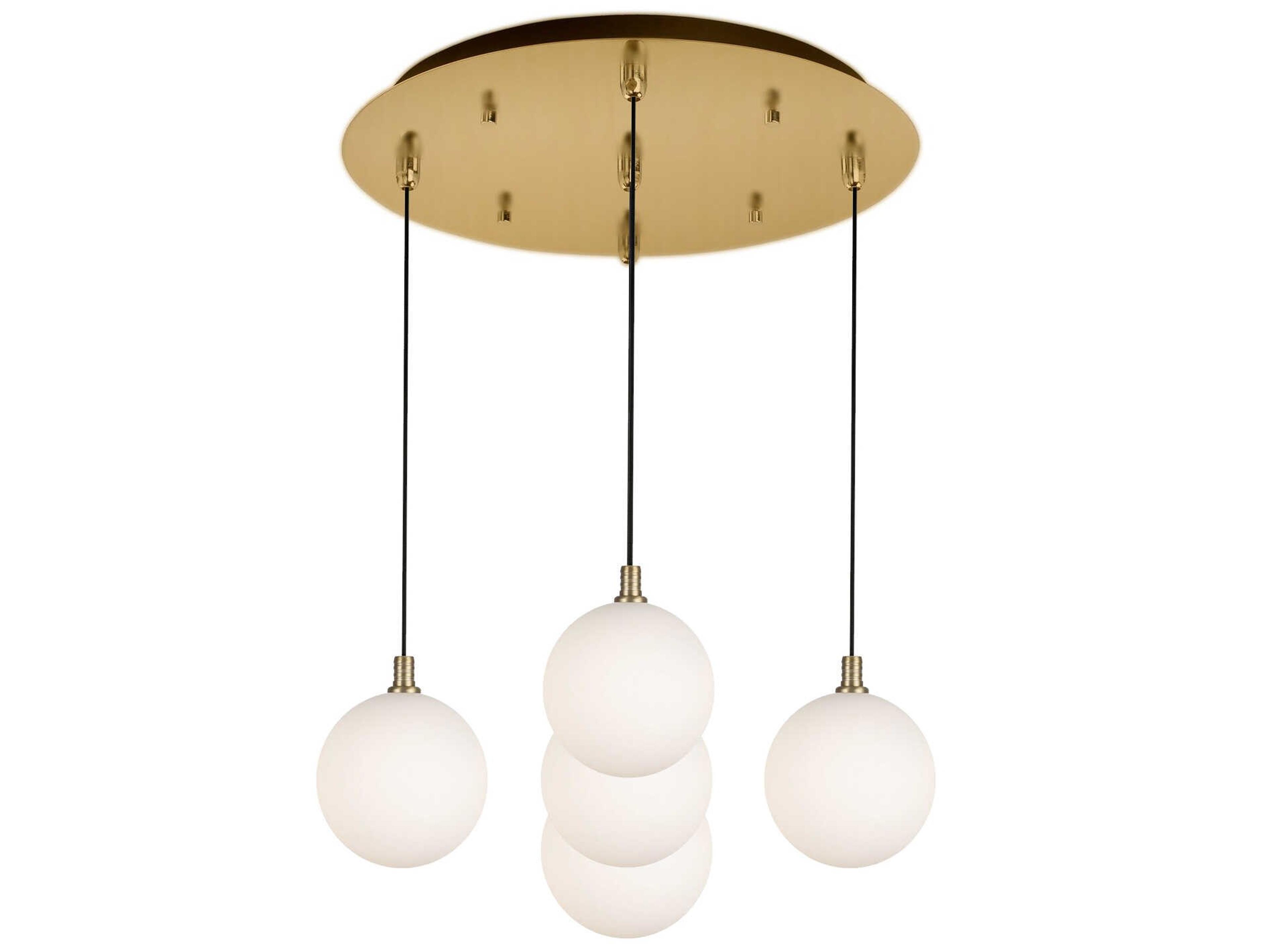 Bolla 5-Light Brushed Gold Globe Pendant