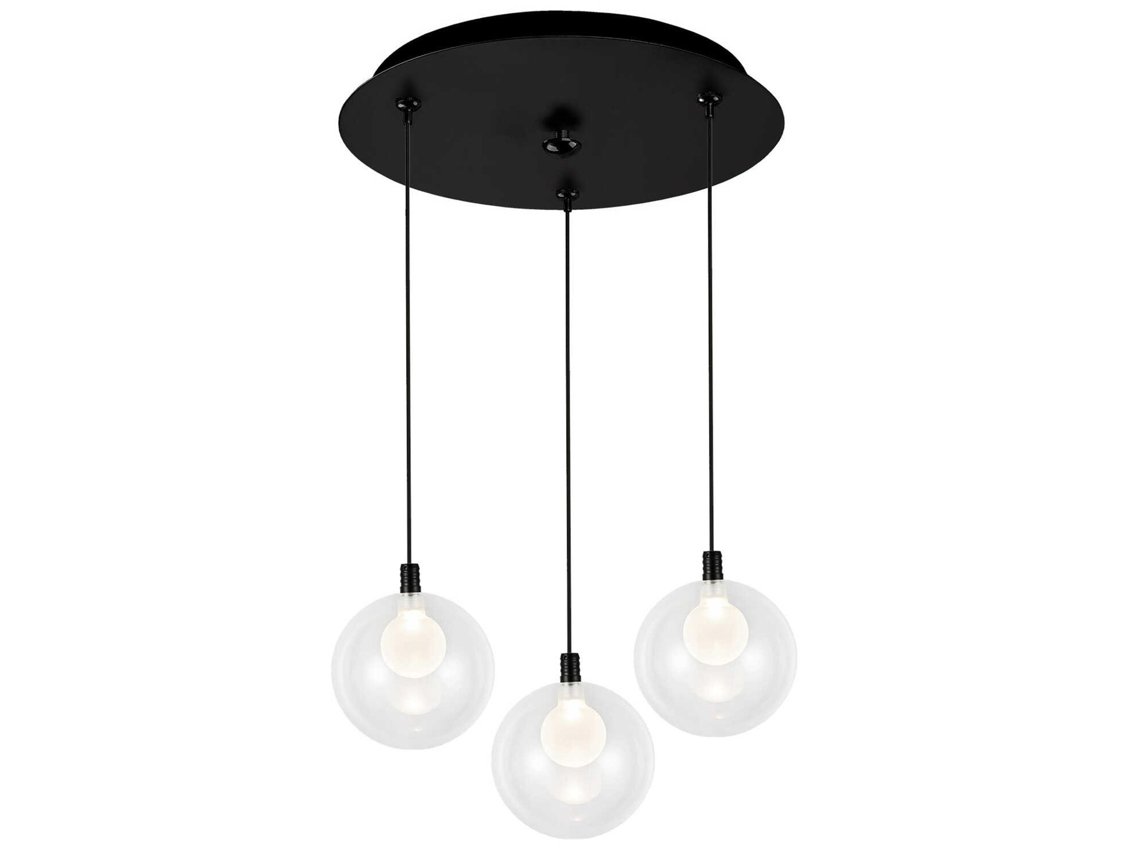 Bolla 3-Light Black Globe Mini Pendant