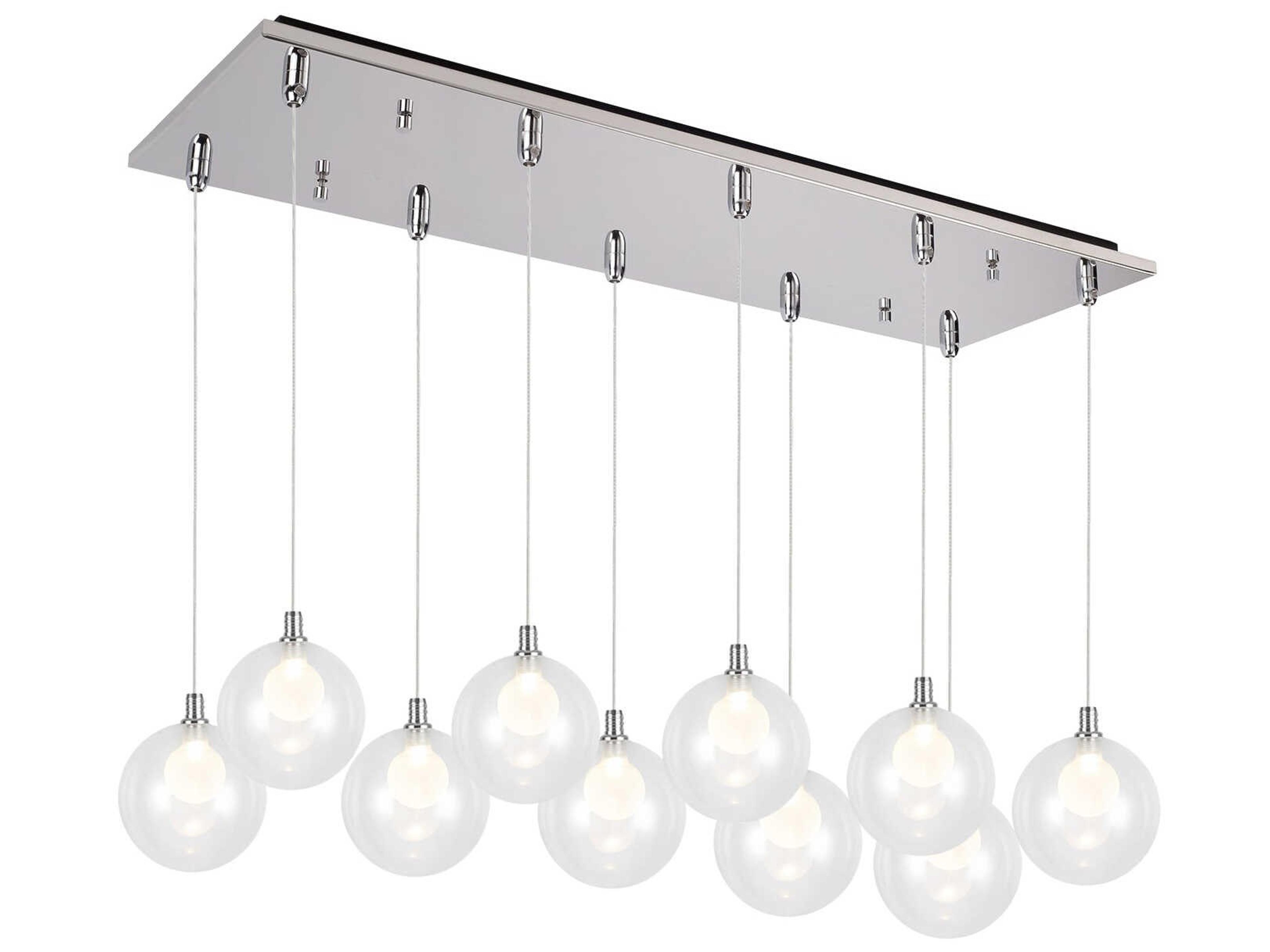 Bolla 10-Light Chrome Globe Island Pendant