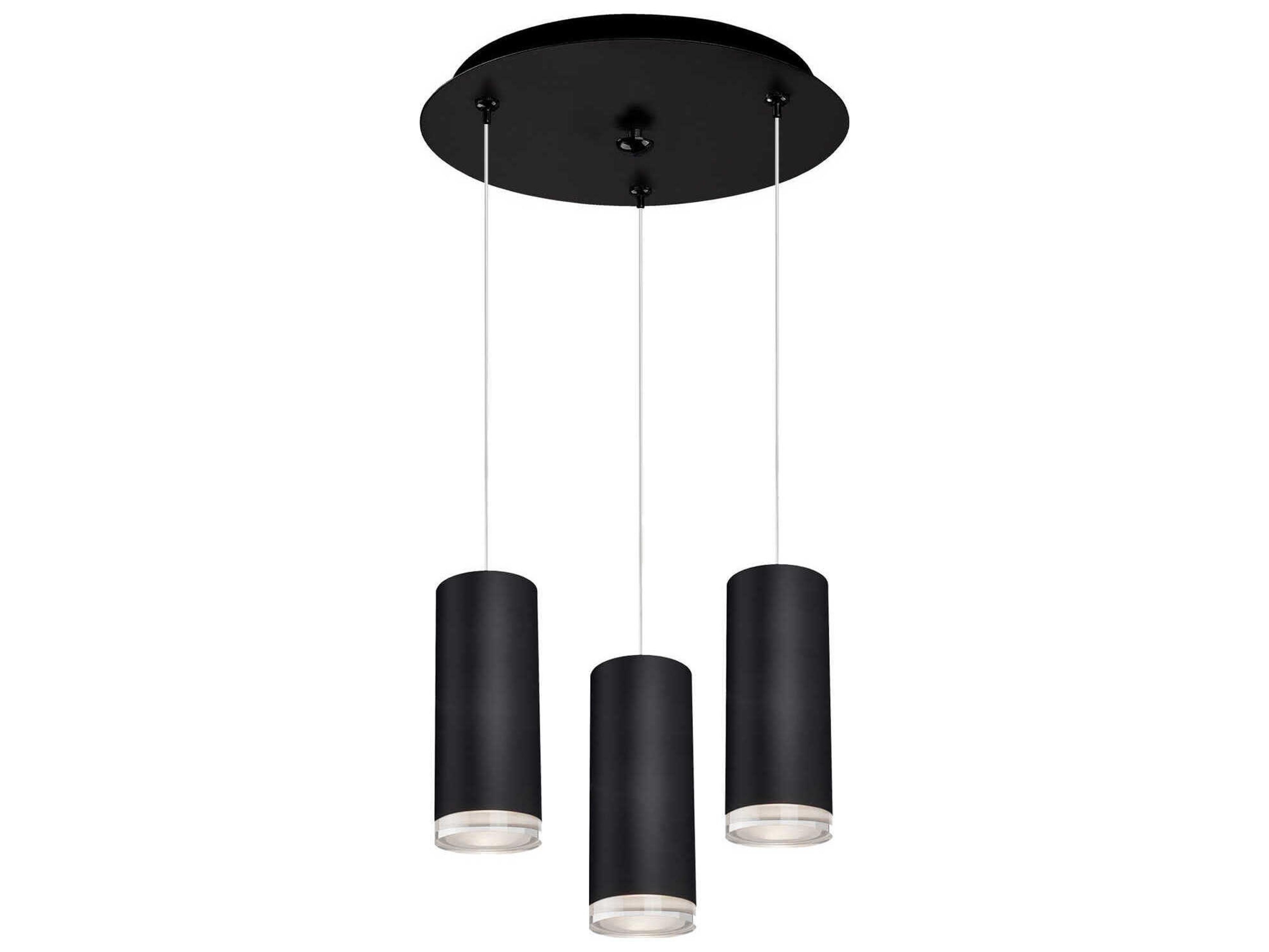 Cameo 3-Light Black Cylinder Mini Pendant