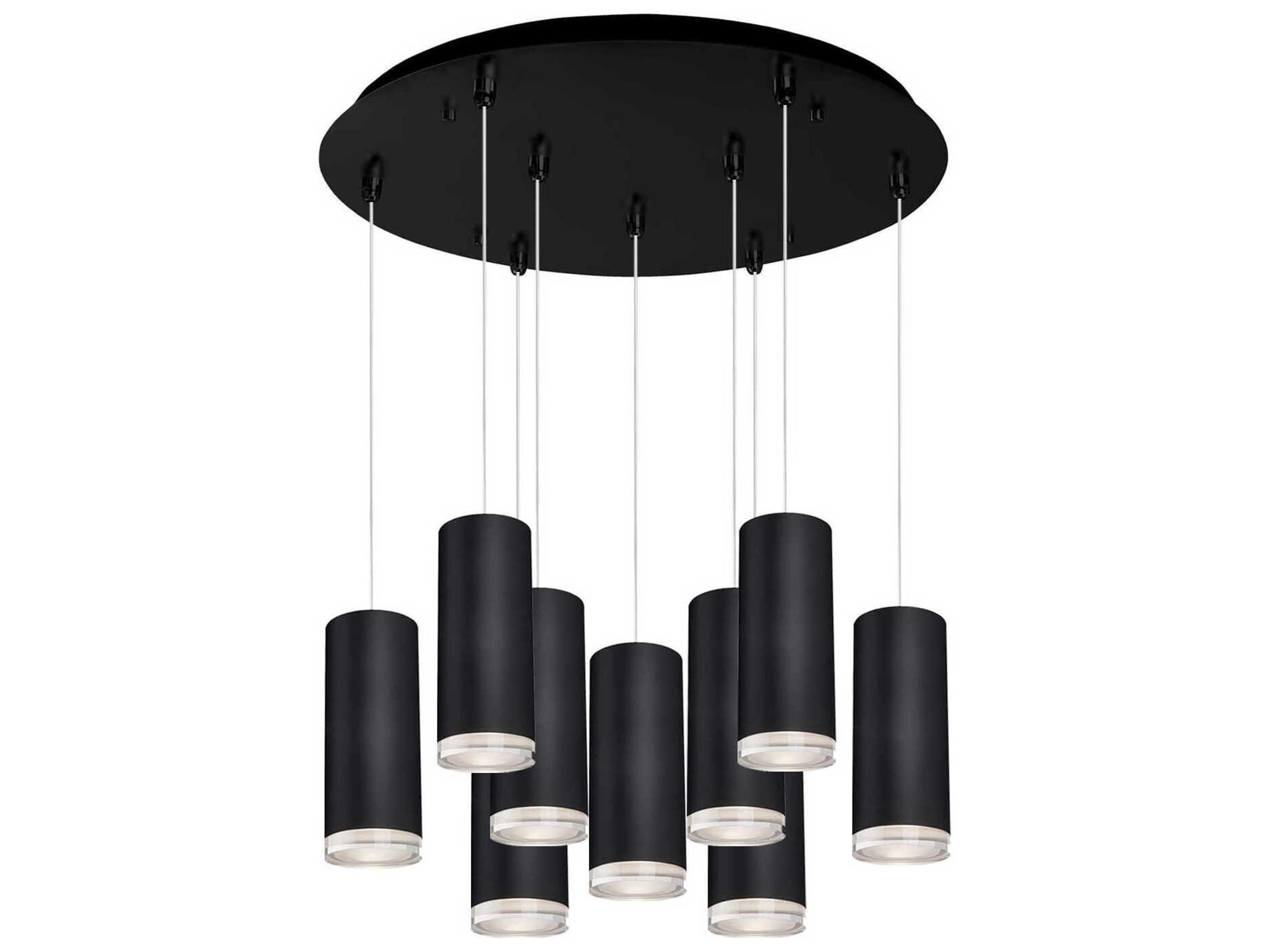 Cameo 9-Light Black Cylinder Pendant