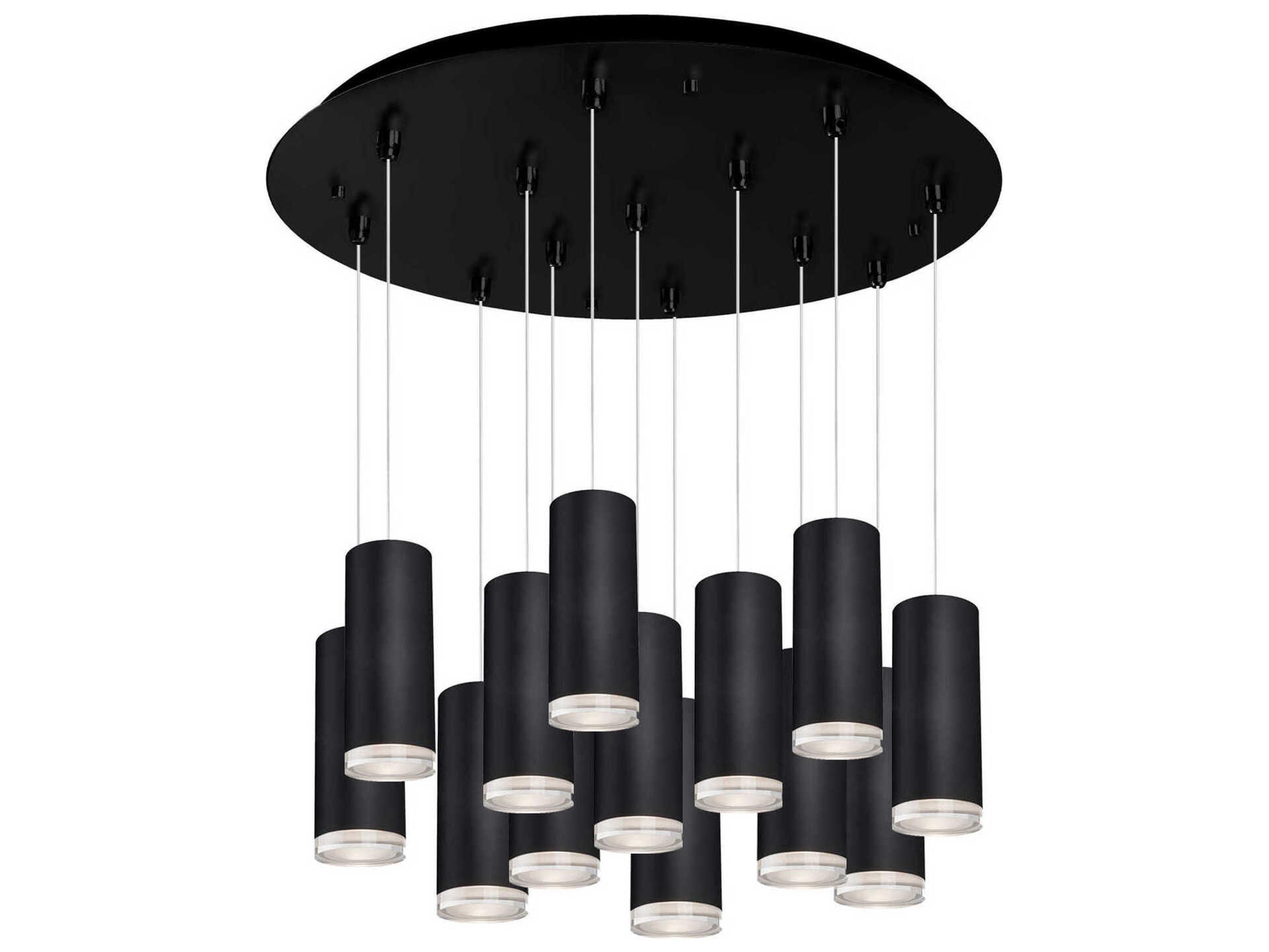 Cameo 13-Light Black Cylinder Pendant