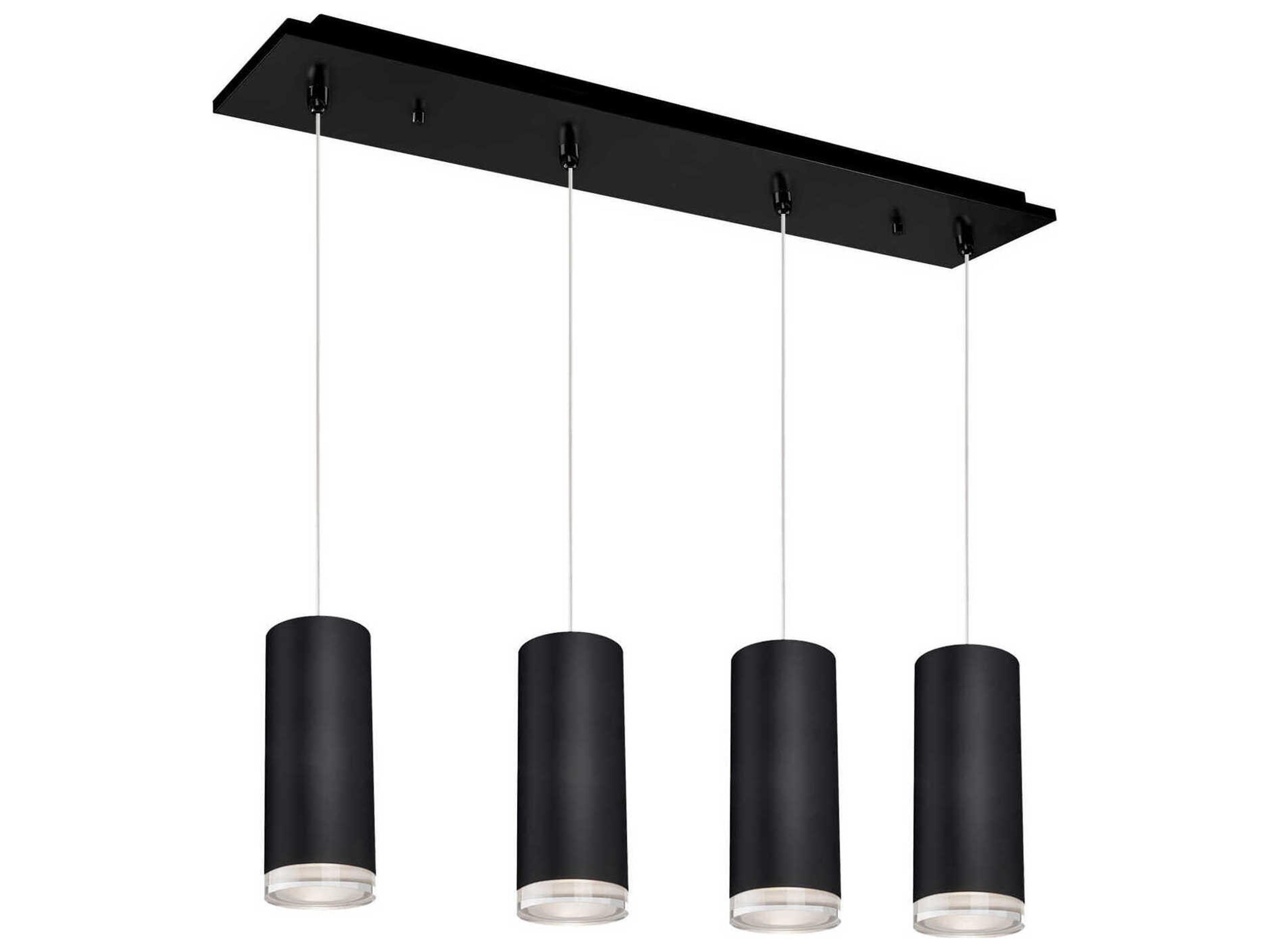 Cameo 4-Light Black Cylinder Island Pendant